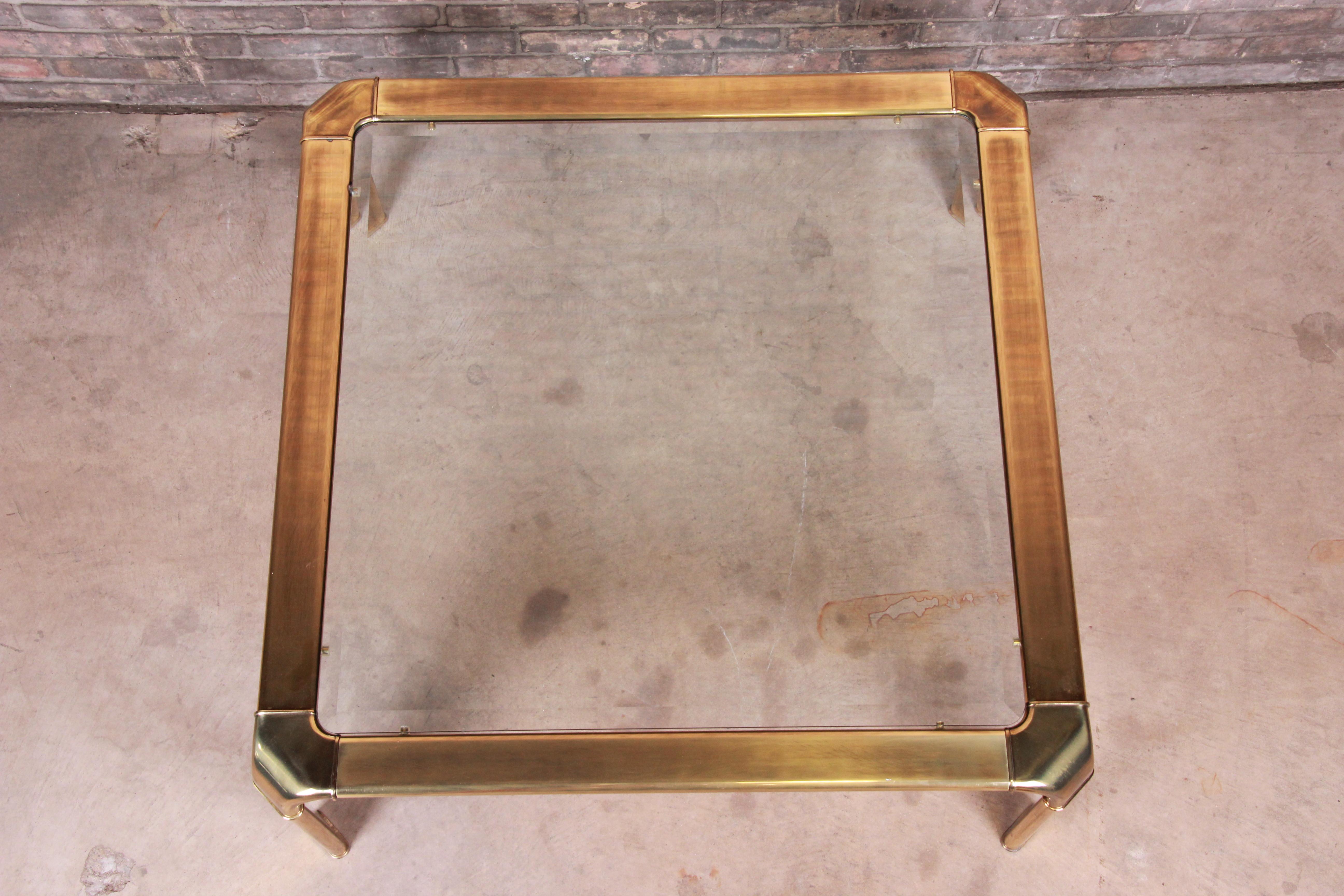 Late 20th Century John Widdicomb Hollywood Regency Brass and Glass Cocktail Table, circa 1970s