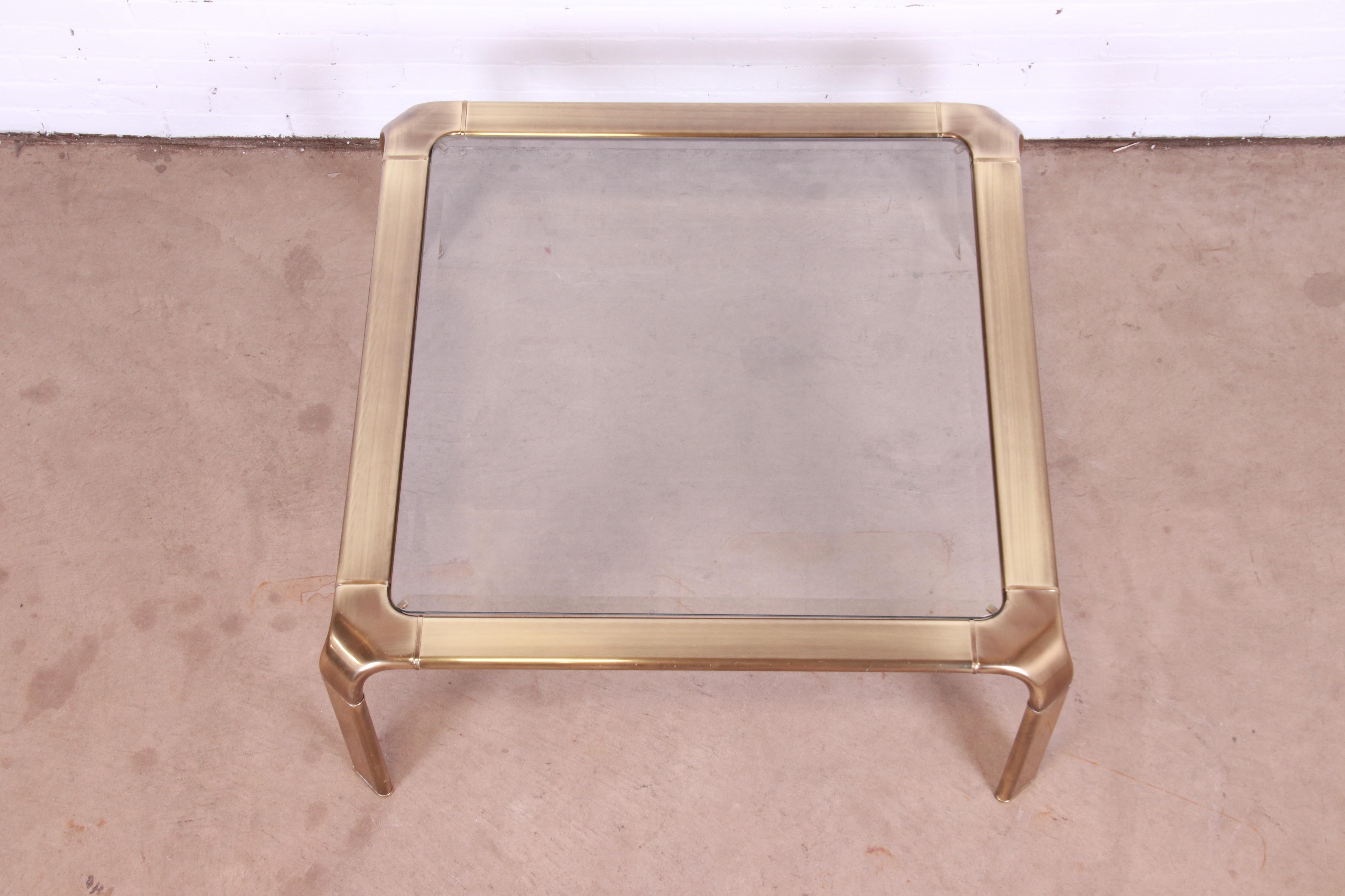 John Widdicomb Hollywood Regency Brass and Glass Cocktail Table, Circa 1970s For Sale 1