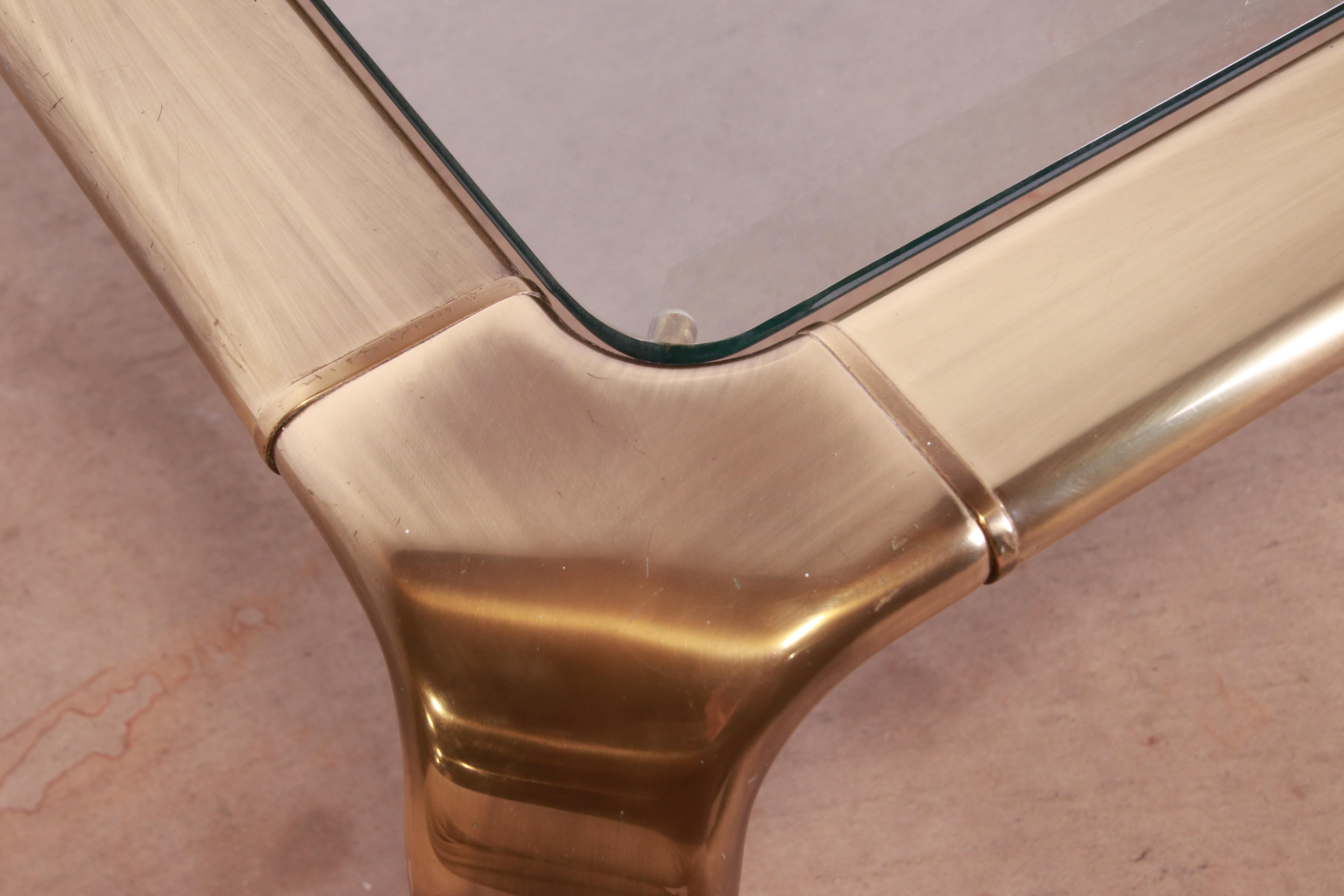 John Widdicomb Hollywood Regency Brass and Glass Cocktail Table, Circa 1970s For Sale 2