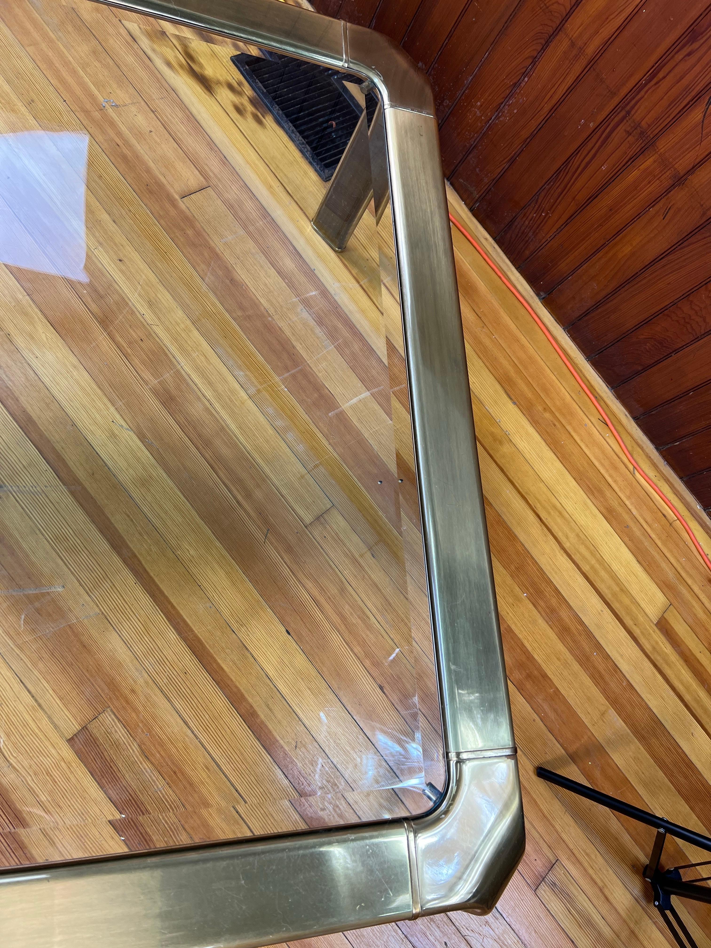 John Widdicomb Hollywood Regency Brass and Glass Cocktail Table For Sale 3