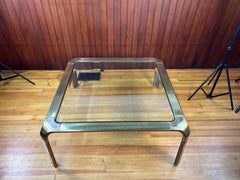 John Widdicomb Hollywood Regency Brass and Glass Cocktail Table