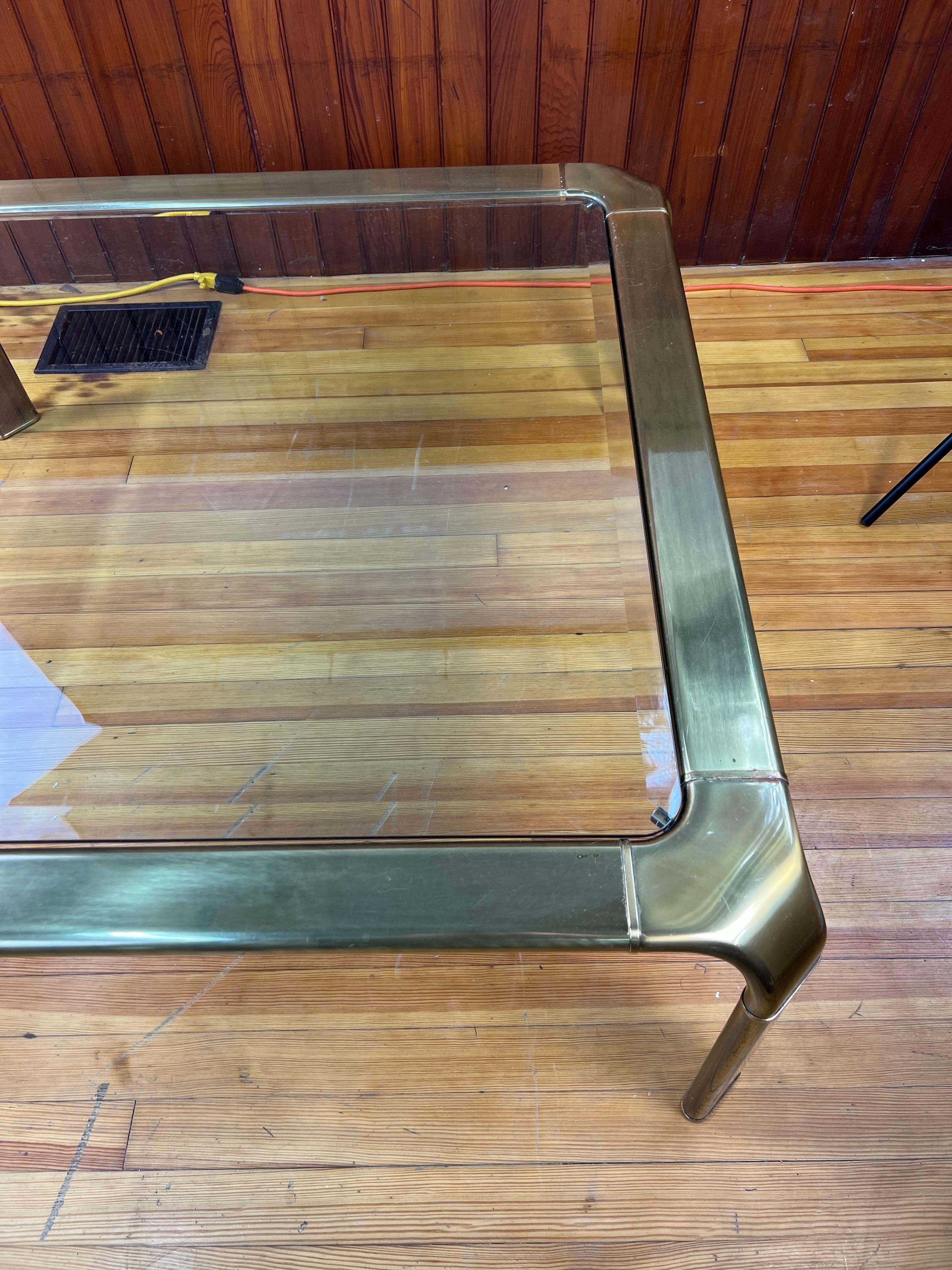 John Widdicomb Hollywood Regency Brass and Glass Cocktail Table For Sale 1