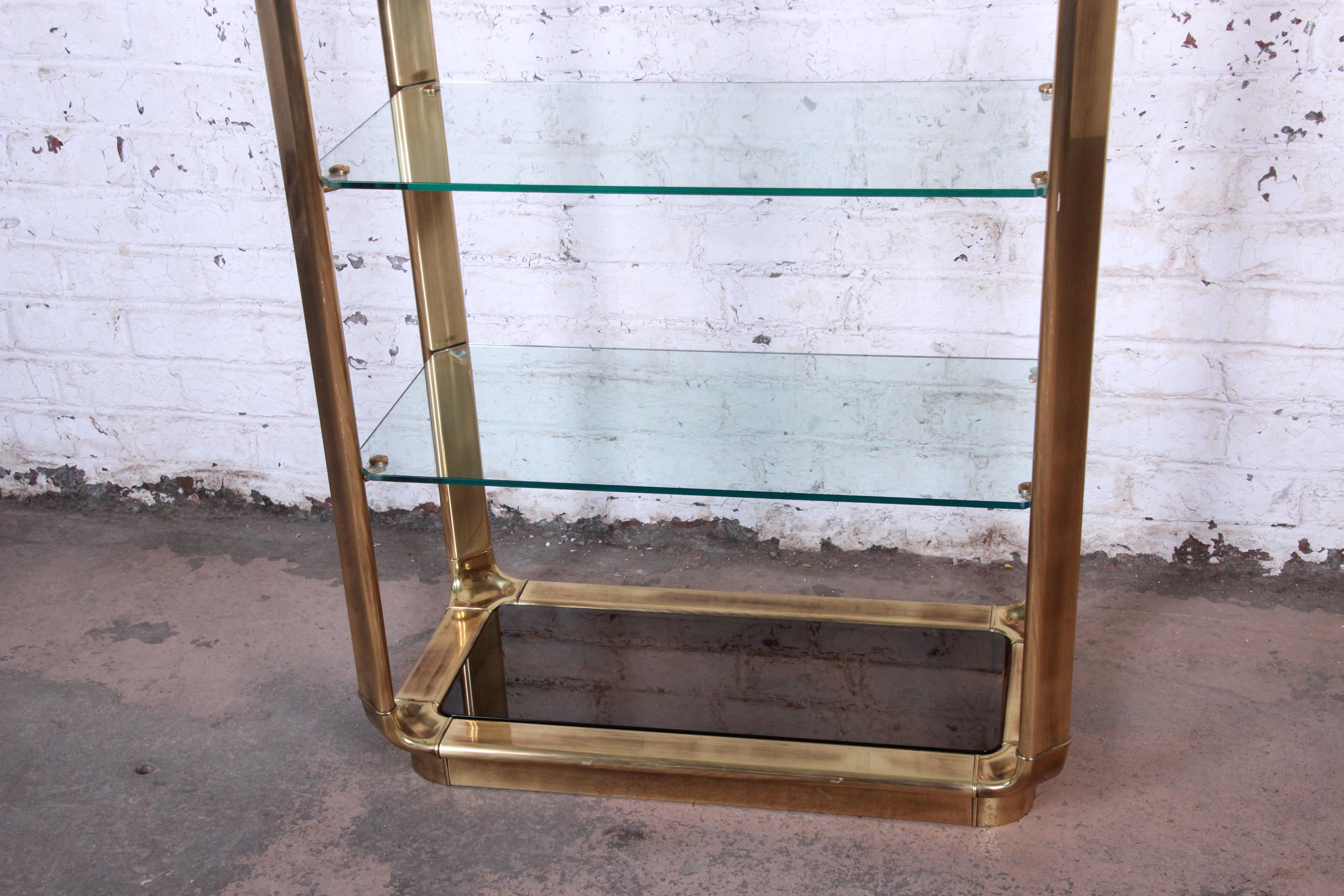 John Widdicomb Hollywood Regency Brass and Glass Étagère, circa 1970 In Good Condition In South Bend, IN