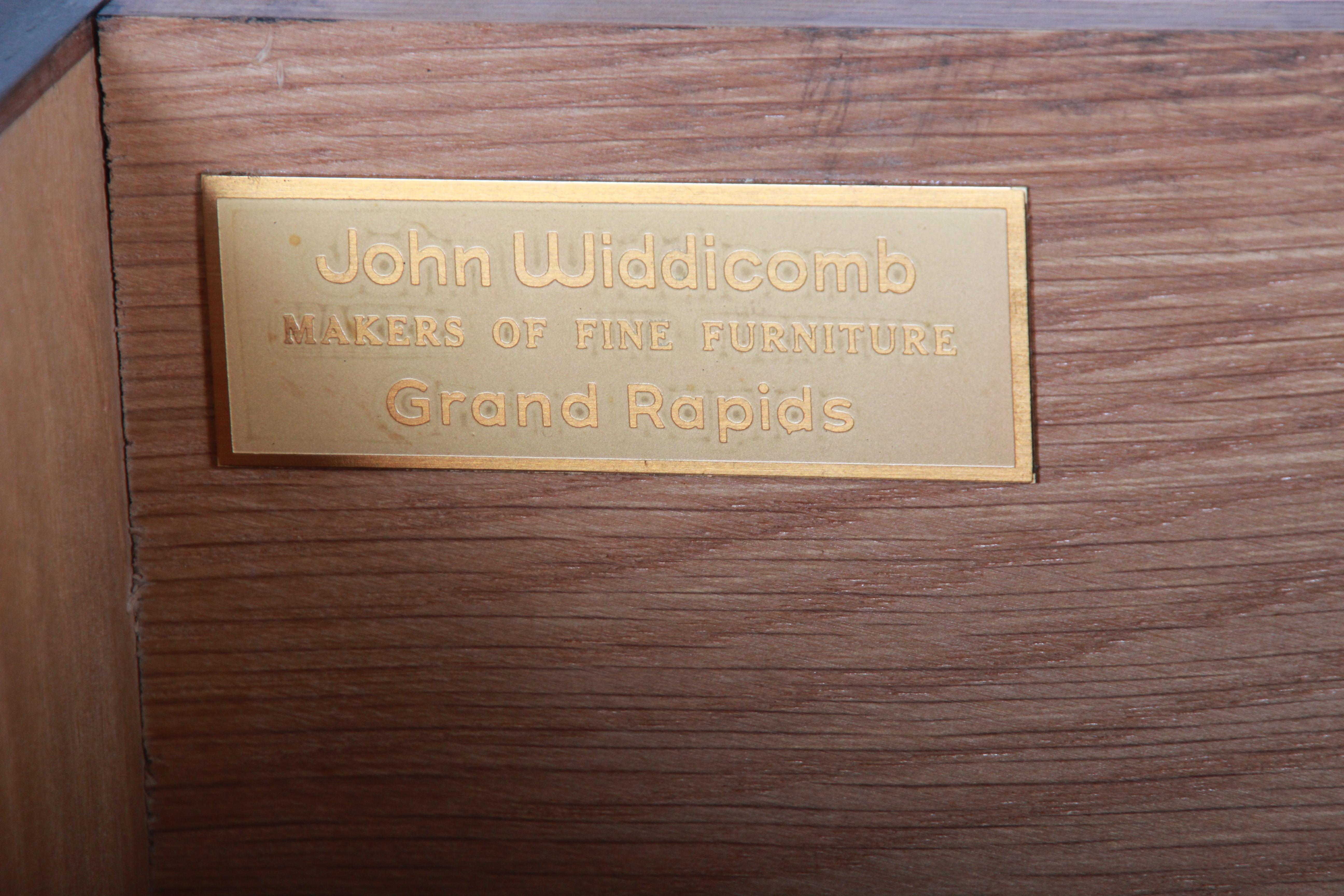 John Widdicomb Hollywood Regency Campaign Burl Wood Long Dresser or Credenza 3