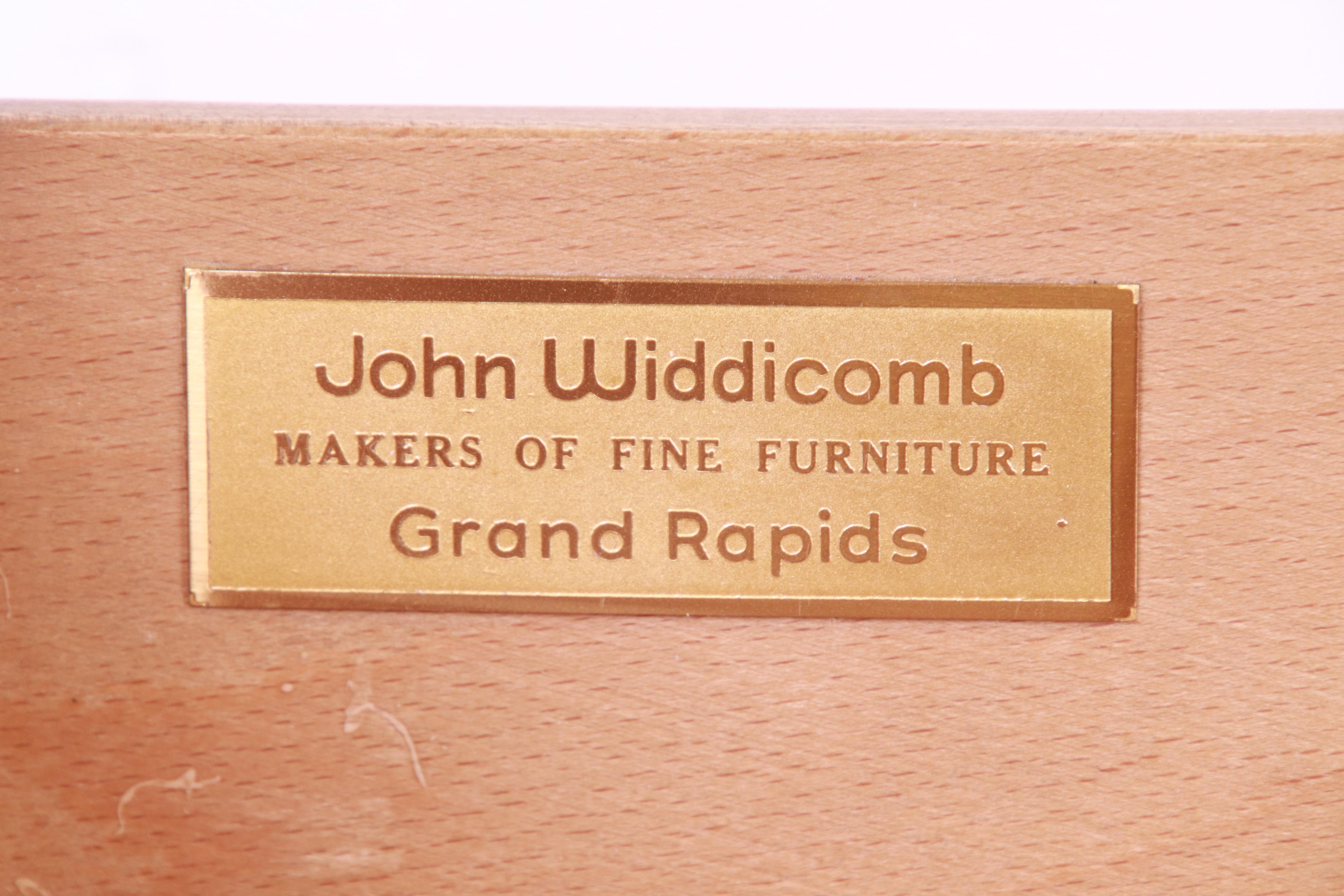 John Widdicomb Hollywood Regency Campaign Burl Wood Nightstand, circa 1970s 5