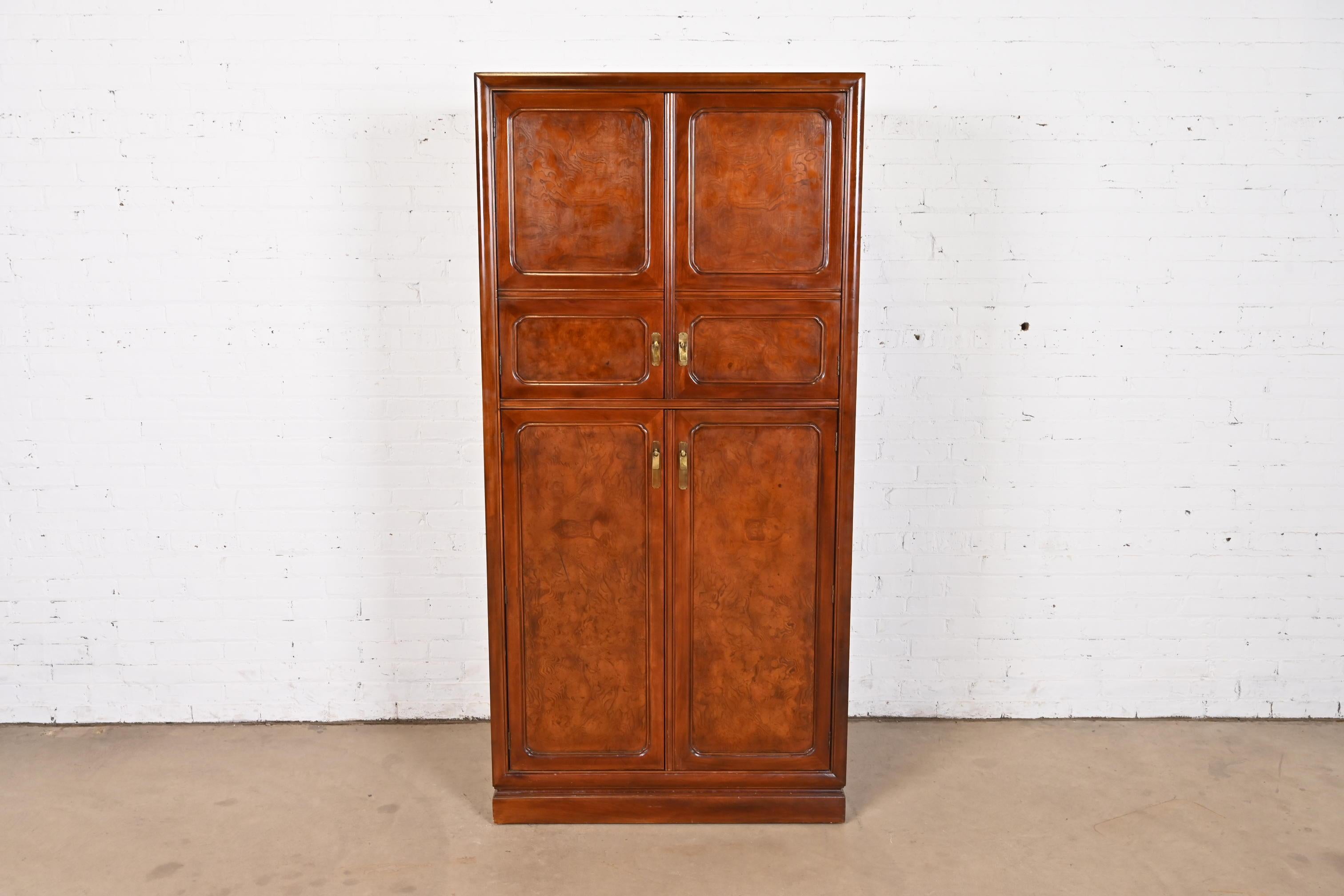 American John Widdicomb Hollywood Regency Chinoiserie Burl Wood Armoire Dresser Or Chest
