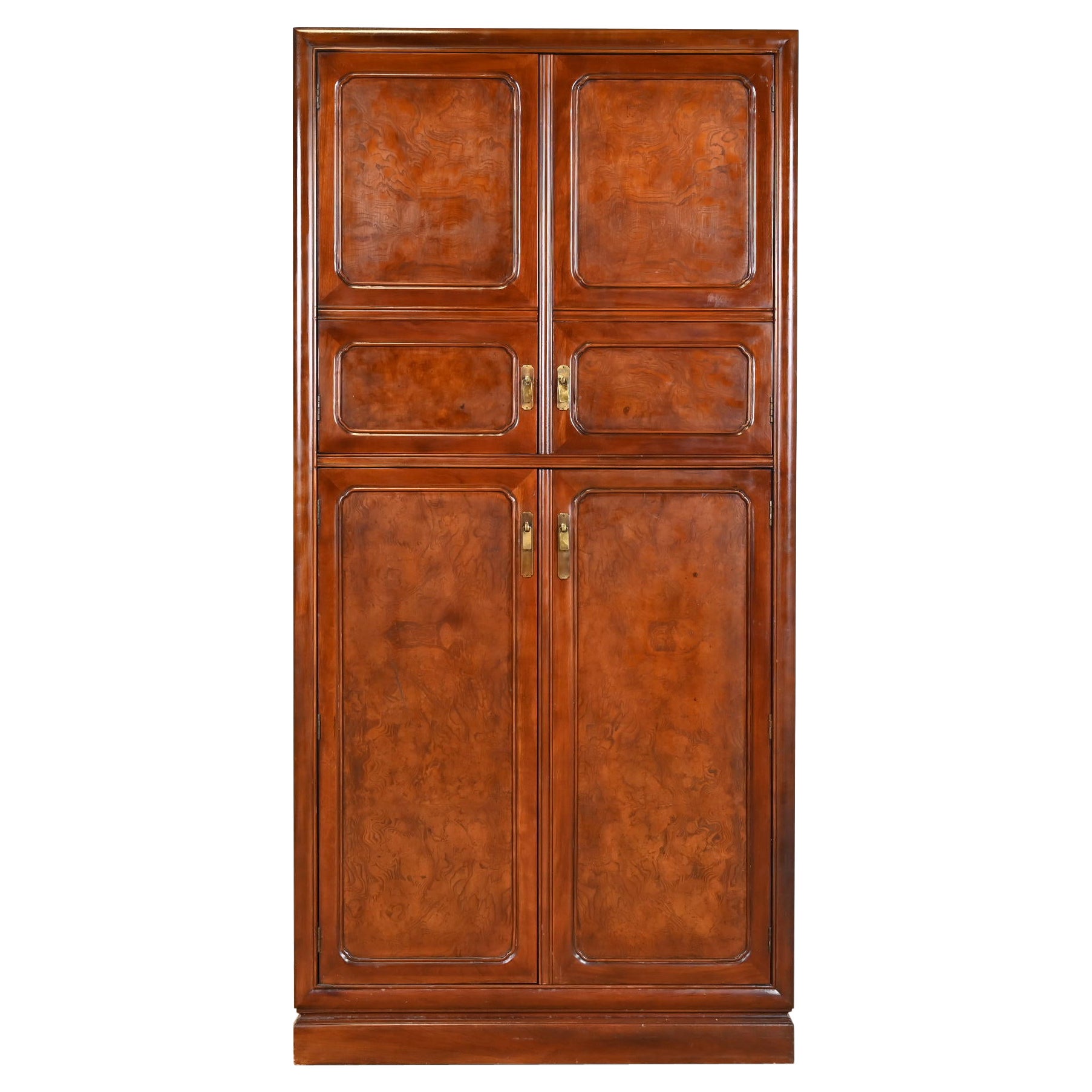 John Widdicomb Hollywood Regency Chinoiserie Burl Wood Armoire Dresser Or Chest