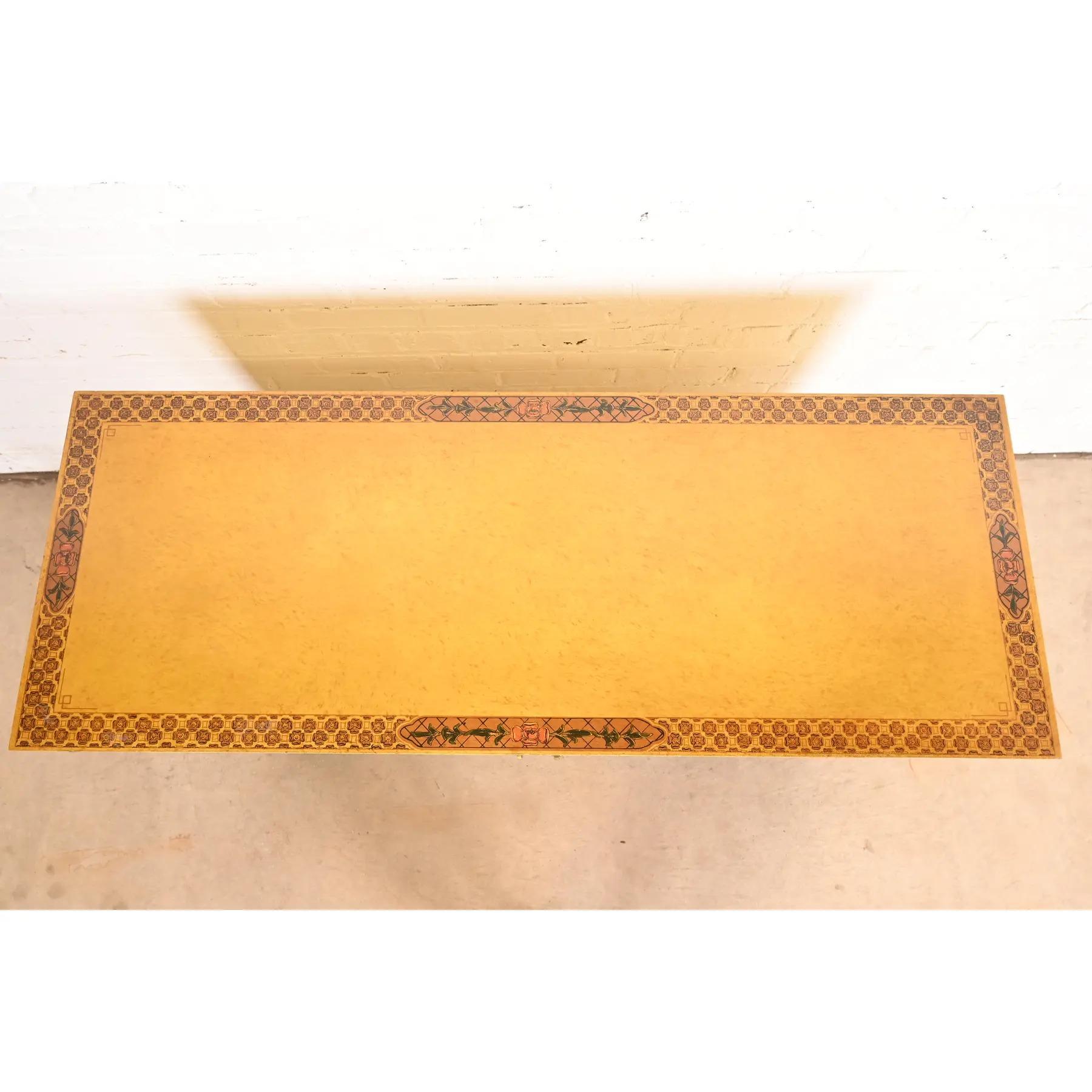 John Widdicomb Hollywood Regency Chinoiserie Hand-Painted Lacquered Bar Cabinet For Sale 7
