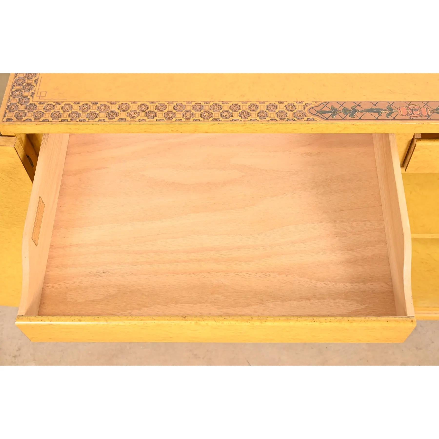 John Widdicomb Hollywood Regency Chinoiserie Hand-Painted Lacquered Bar Cabinet For Sale 1
