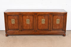 John Widdicomb Hollywood Regency Chinoiserie Walnut Sideboard Credenza, 1960s
