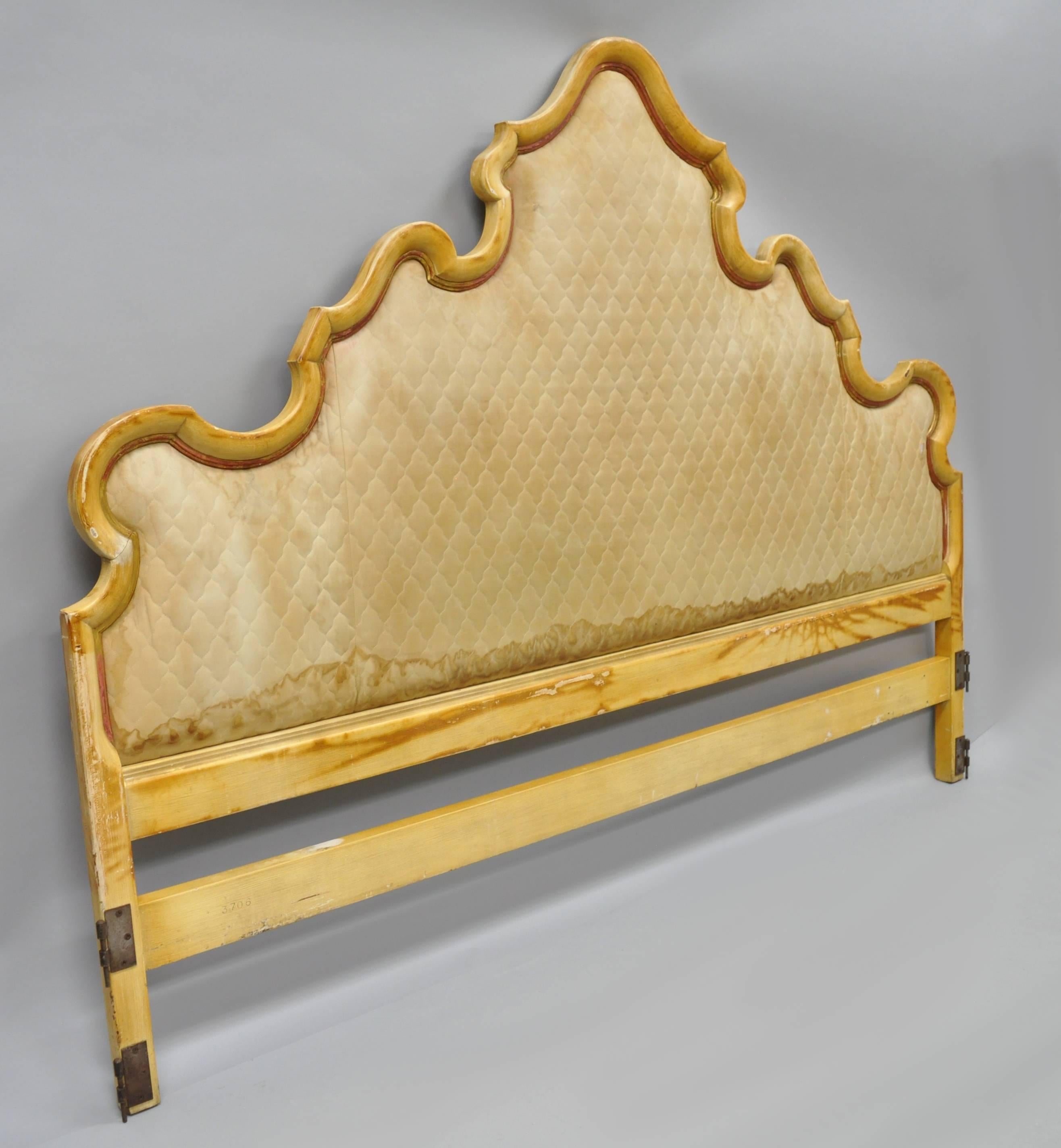 John Widdicomb Hollywood Regency French Provincial Upholstered Bed Headboard Vtg 3