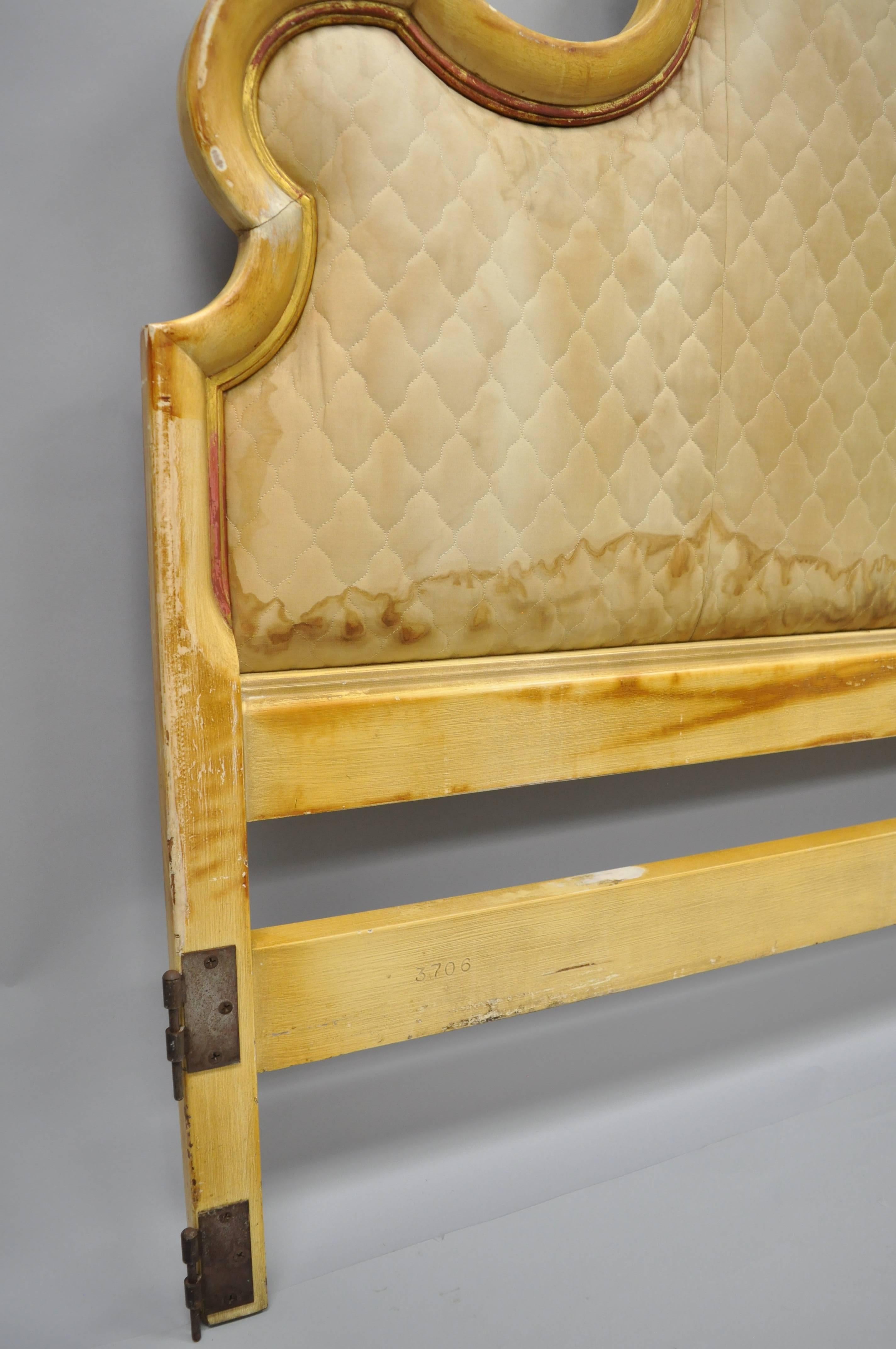 Mid-20th Century John Widdicomb Hollywood Regency French Provincial Upholstered Bed Headboard Vtg