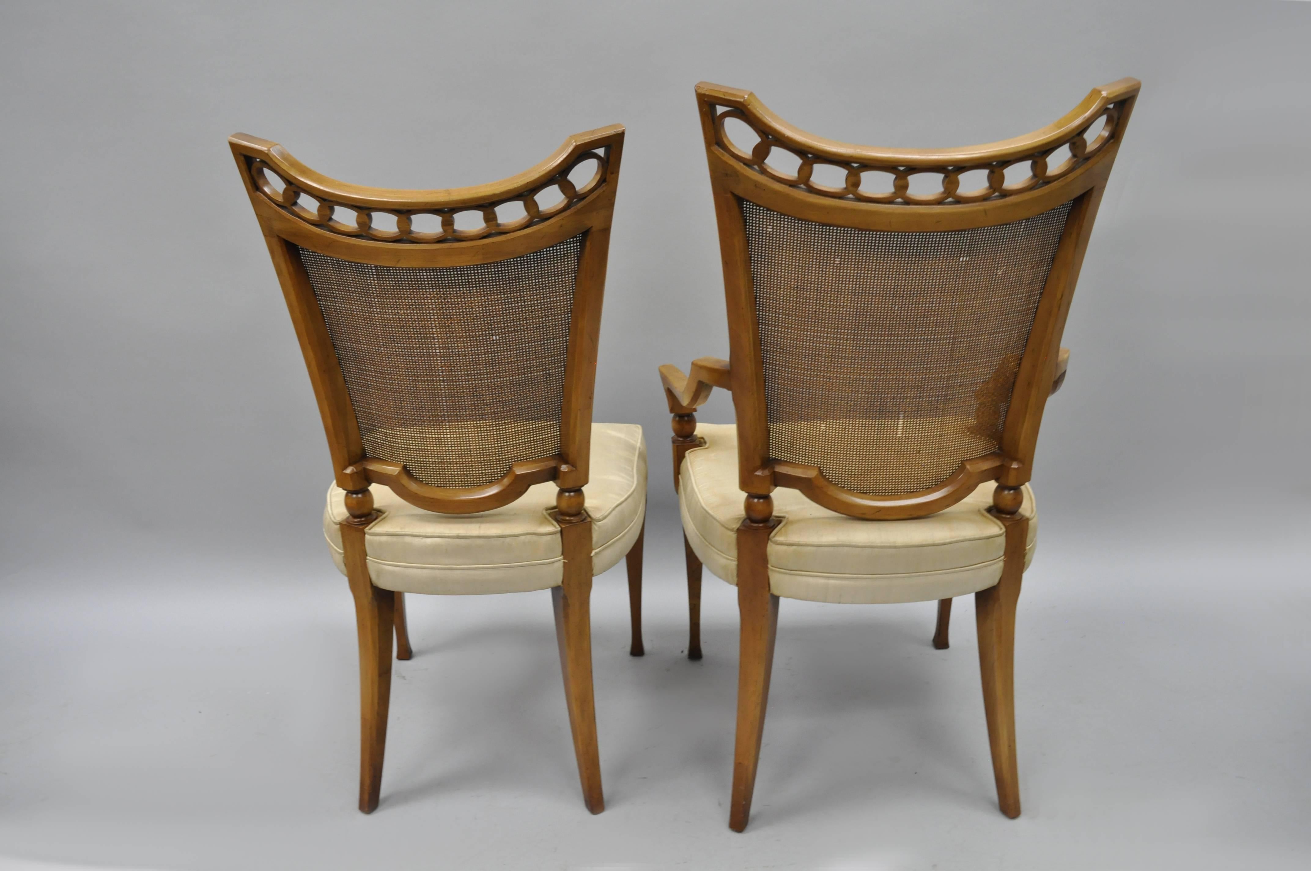 John Widdicomb Hollywood Regency French Style Cane Back Dining Chairs Set of Six 2