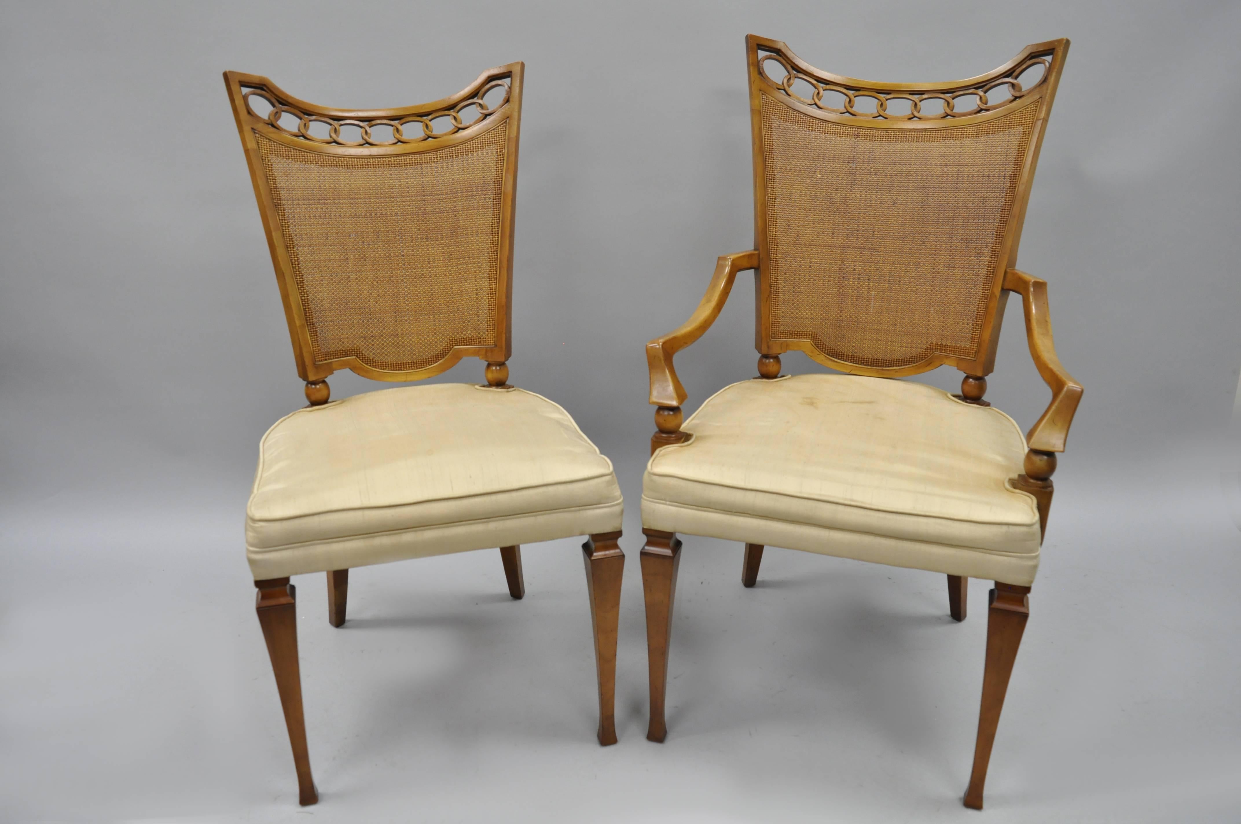 John Widdicomb Hollywood Regency French Style Cane Back Dining Chairs Set of Six 3