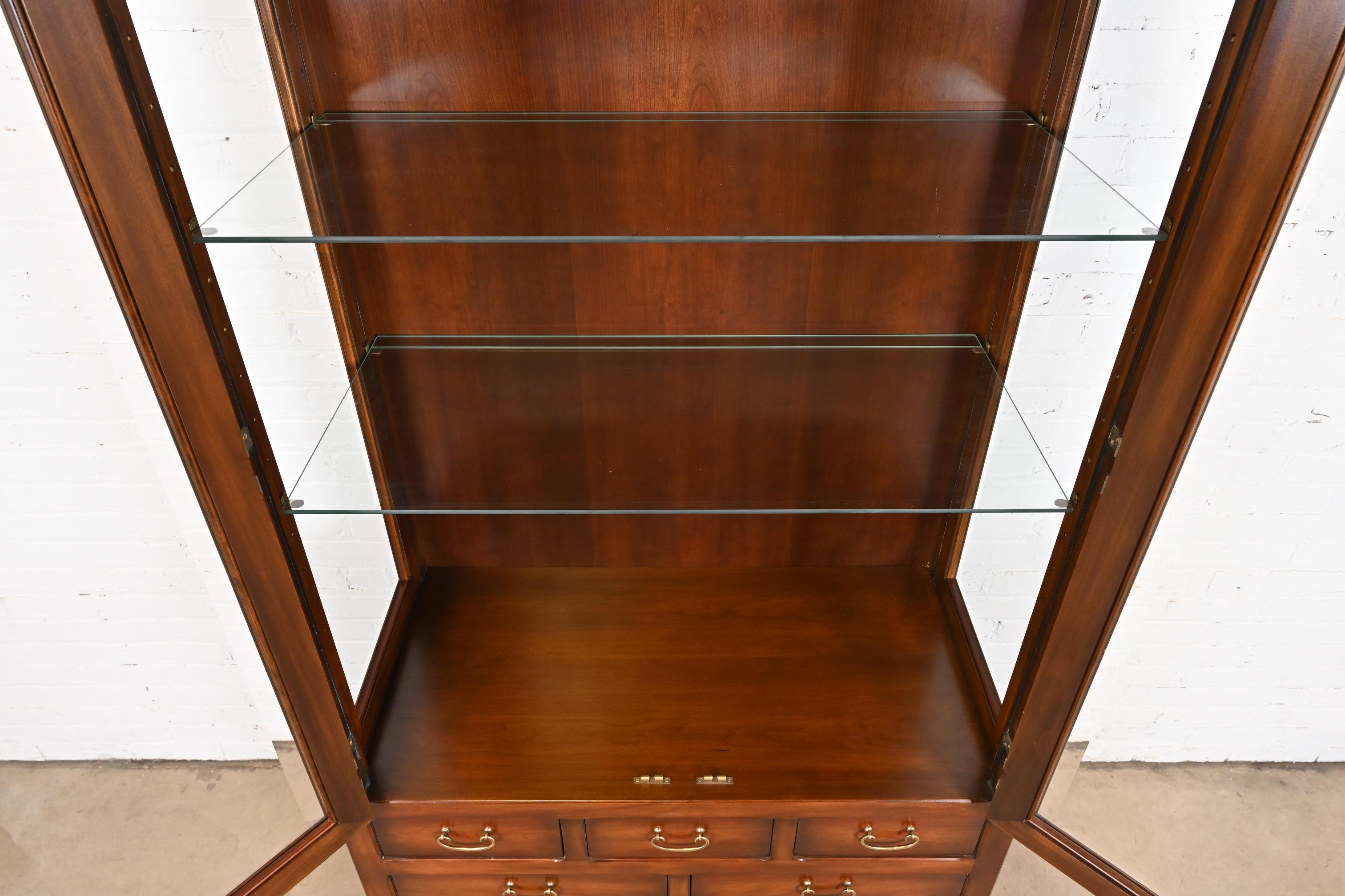 Brass John Widdicomb Hollywood Regency Mahogany Bookcase or Display Cabinet