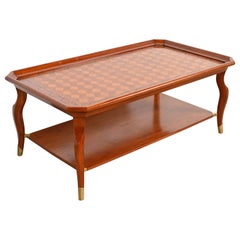 John Widdicomb Italian Provincial Parquetry Top Two-Tier Coffee Table