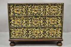 John Widdicomb Mahogany Gold Gilt 3 Drawer Mediterranean Small Chest Nightstand