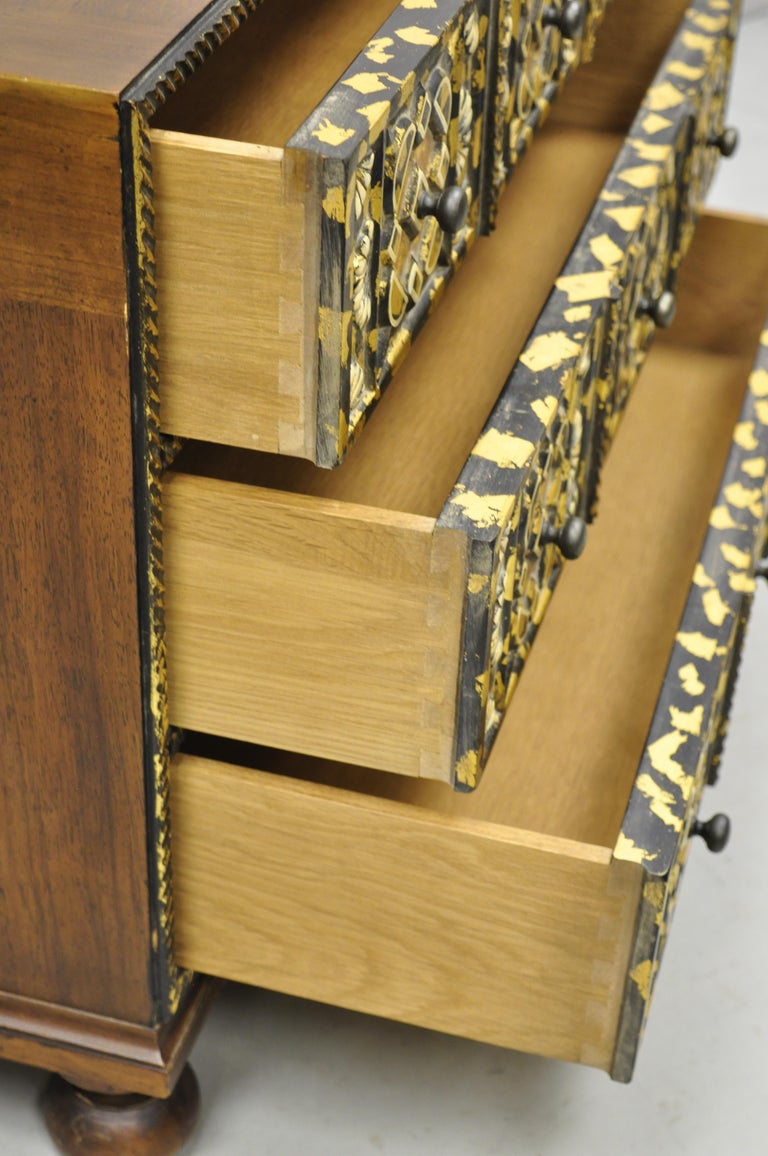 John Mahogany Gold Gilt 3 Drawer Mediterranean Small Chest