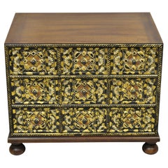 John Widdicomb Mahogany Gold Gilt 3 Drawer Mediterranean Small Chest Nightstand