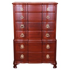 John Widdicomb Mahogany Scalloped Front Highboy Dresser, Newly Refinished