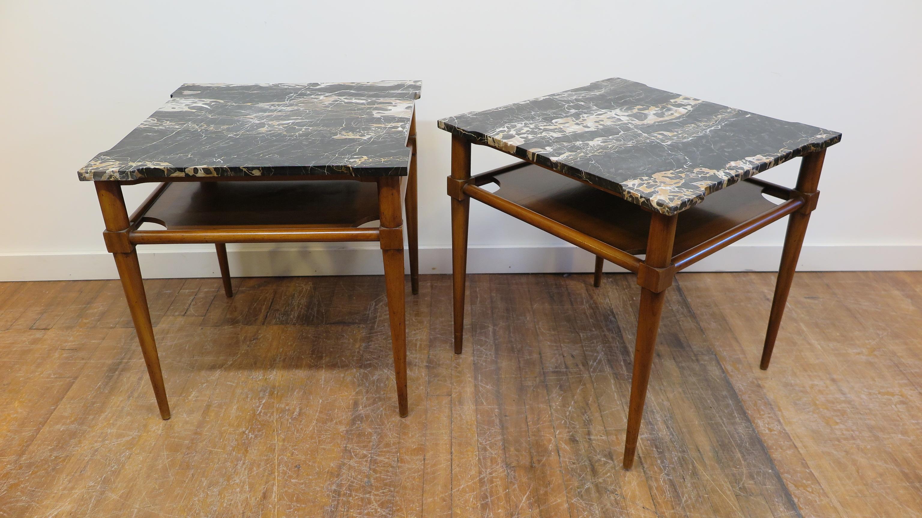 Mid-Century Modern John Widdicomb Marble-Top Tables Attributed to T. H. Robsjohn Gibbings