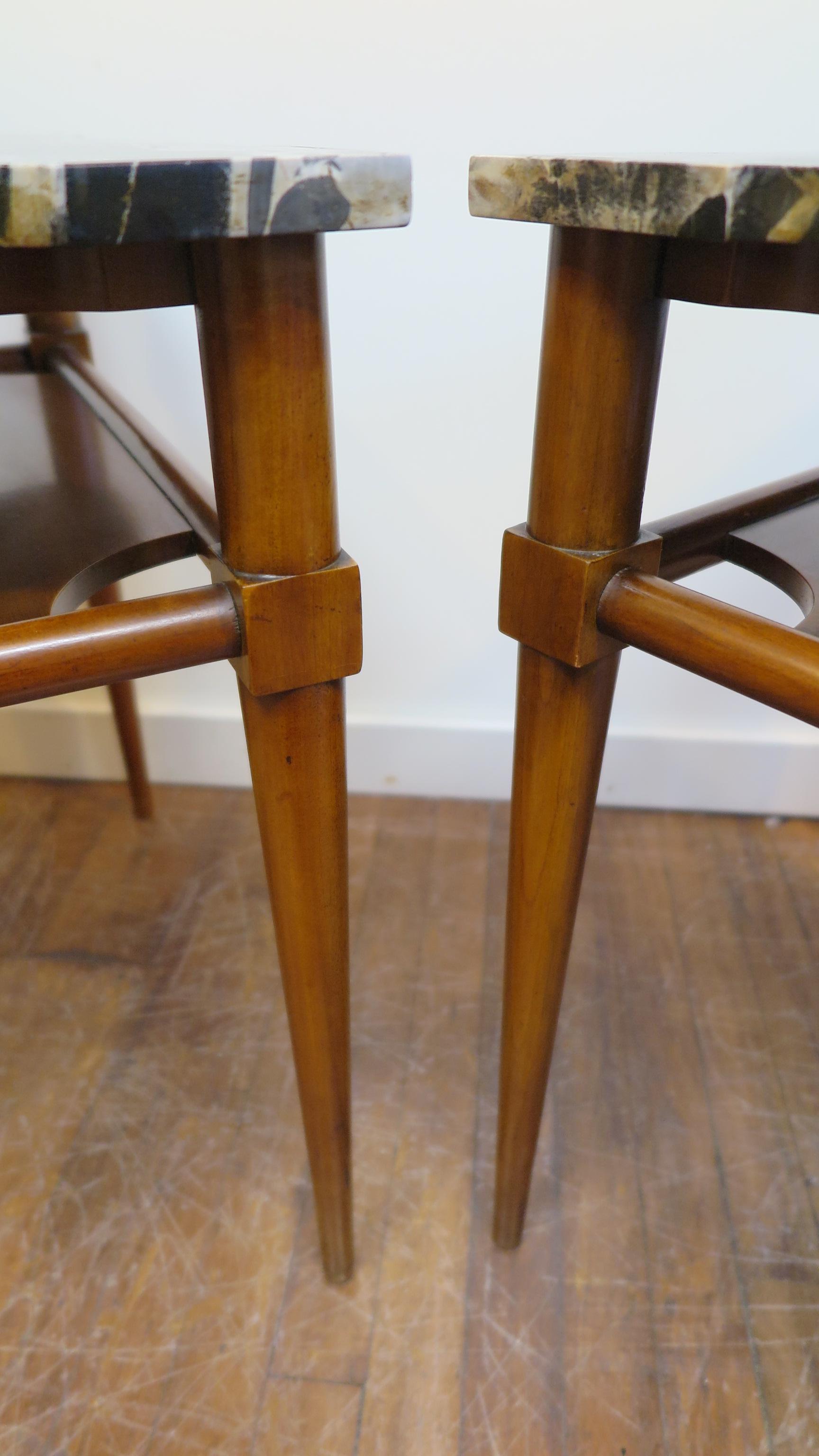 Mid-20th Century John Widdicomb Marble-Top Tables Attributed to T. H. Robsjohn Gibbings