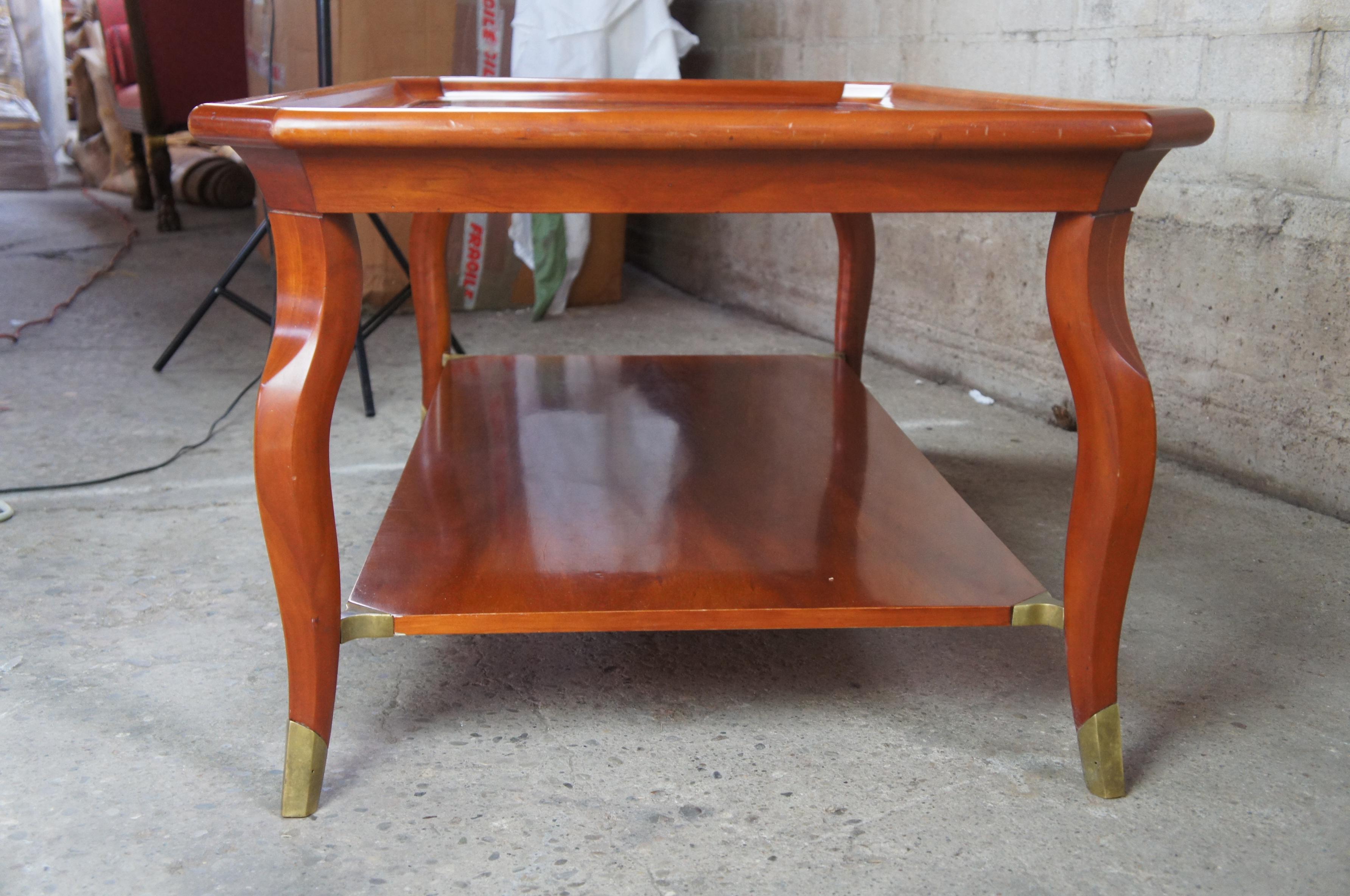 John Widdicomb Marquetry Inlaid Coffee Cocktail Table French Inspired Cherry 3