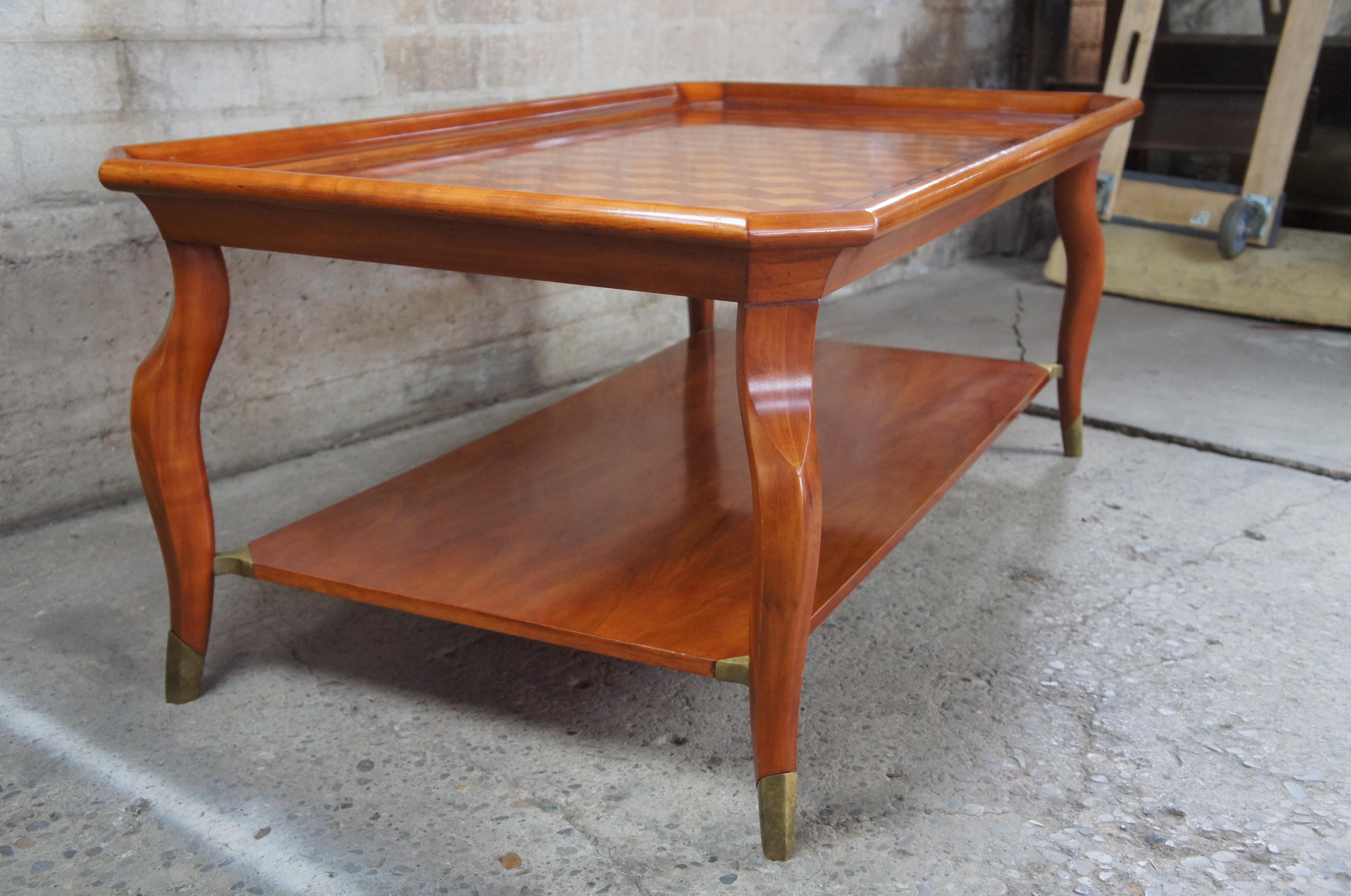 John Widdicomb Marquetry Inlaid Coffee Cocktail Table French Inspired Cherry 4
