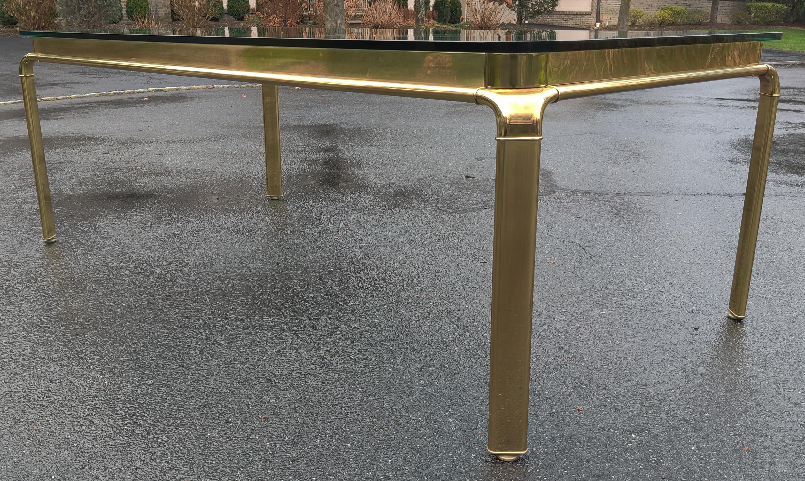 Late 20th Century John Widdicomb Large Glass and Antique Brass Dining Table Mid-Century Modern For Sale