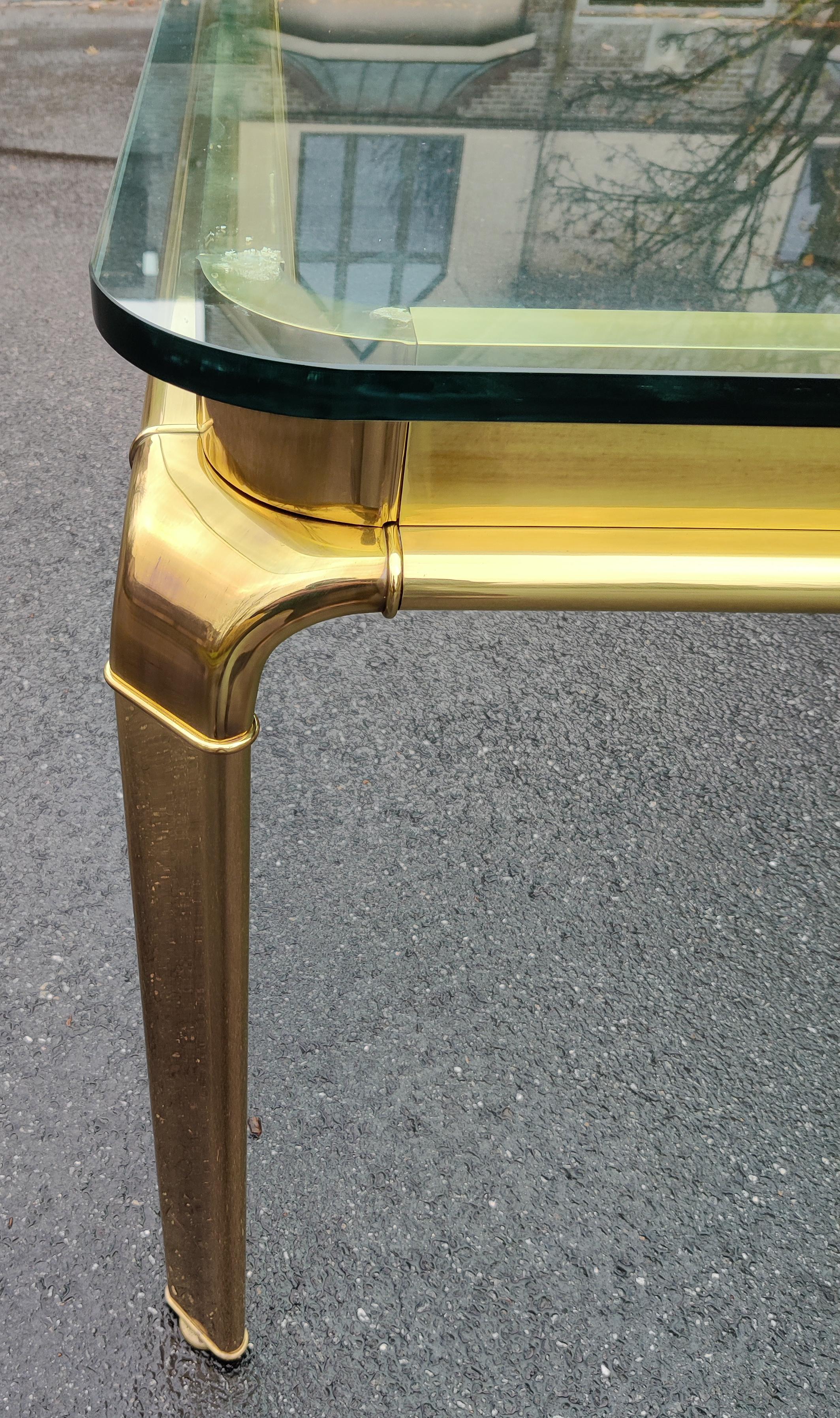 John Widdicomb Large Glass and Antique Brass Dining Table Mid-Century Modern For Sale 1