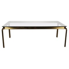 John Widdicomb Large Glass and Antique Brass Dining Table Mid-Century Modern