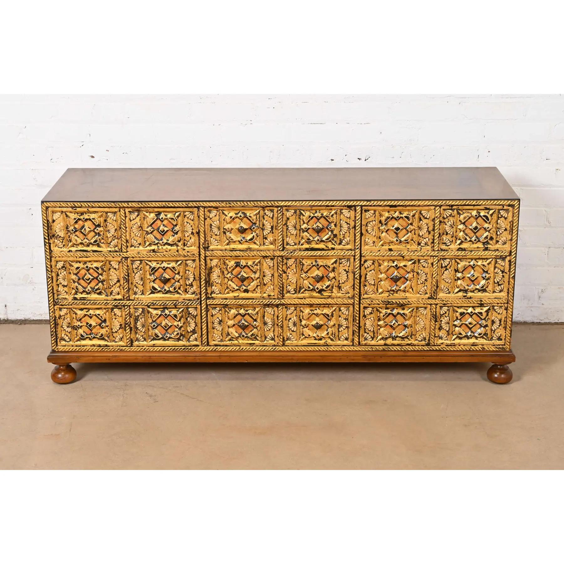 John Widdicomb Mediterrane Treasure Chest Niedrige Anrichte, 1960er Jahre (Moderne der Mitte des Jahrhunderts) im Angebot