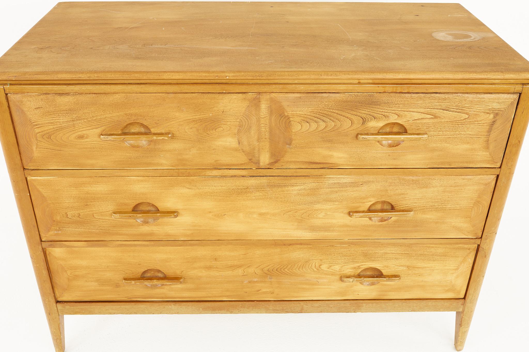 Wood John Widdicomb Mid Century 4 Drawer Lowboy Dresser