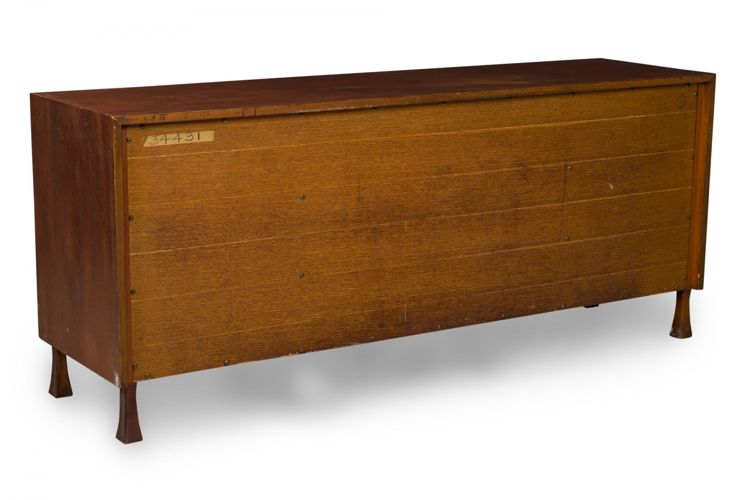 20th Century John Widdicomb Mid-Century American Modern Walnut and Bronze Dresser For Sale