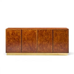 John Widdicomb Mid Century Burlwood and Brass Credenza