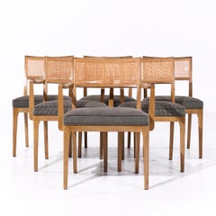 John Widdicomb Mid Century Cane and Bleached Mahogany Dining Chairs - Set of 6