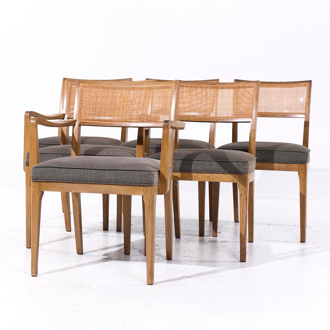 John Widdicomb Mid Century Cane und gebleichtes Mahagoni Esszimmerstühle - Satz von 6 (Moderne der Mitte des Jahrhunderts) im Angebot