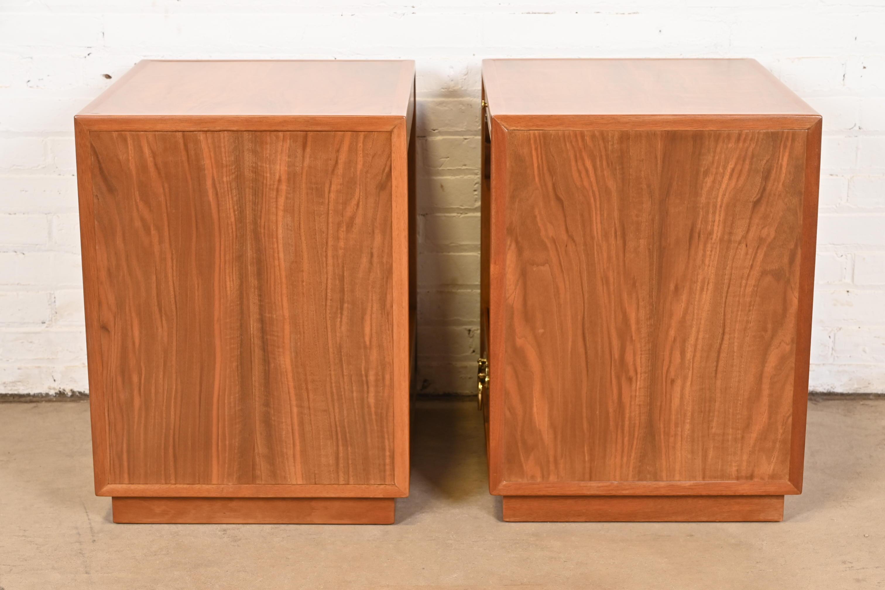 John Widdicomb Mid-Century Chinoiserie Burled Walnut Nightstands, Refinished For Sale 6