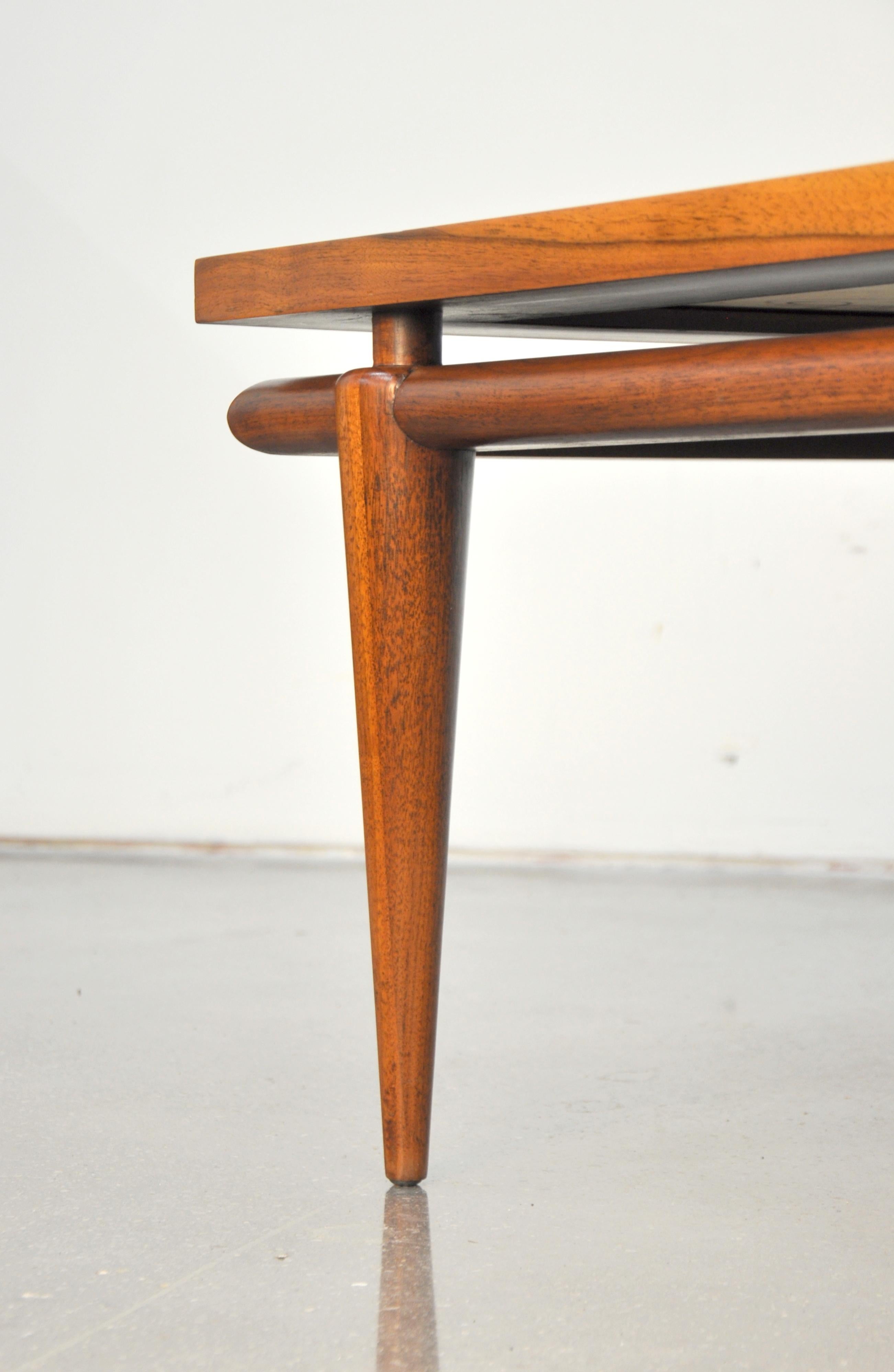 Widdicomb Walnut, White Marble and Cane Coffee and Side Tables 7