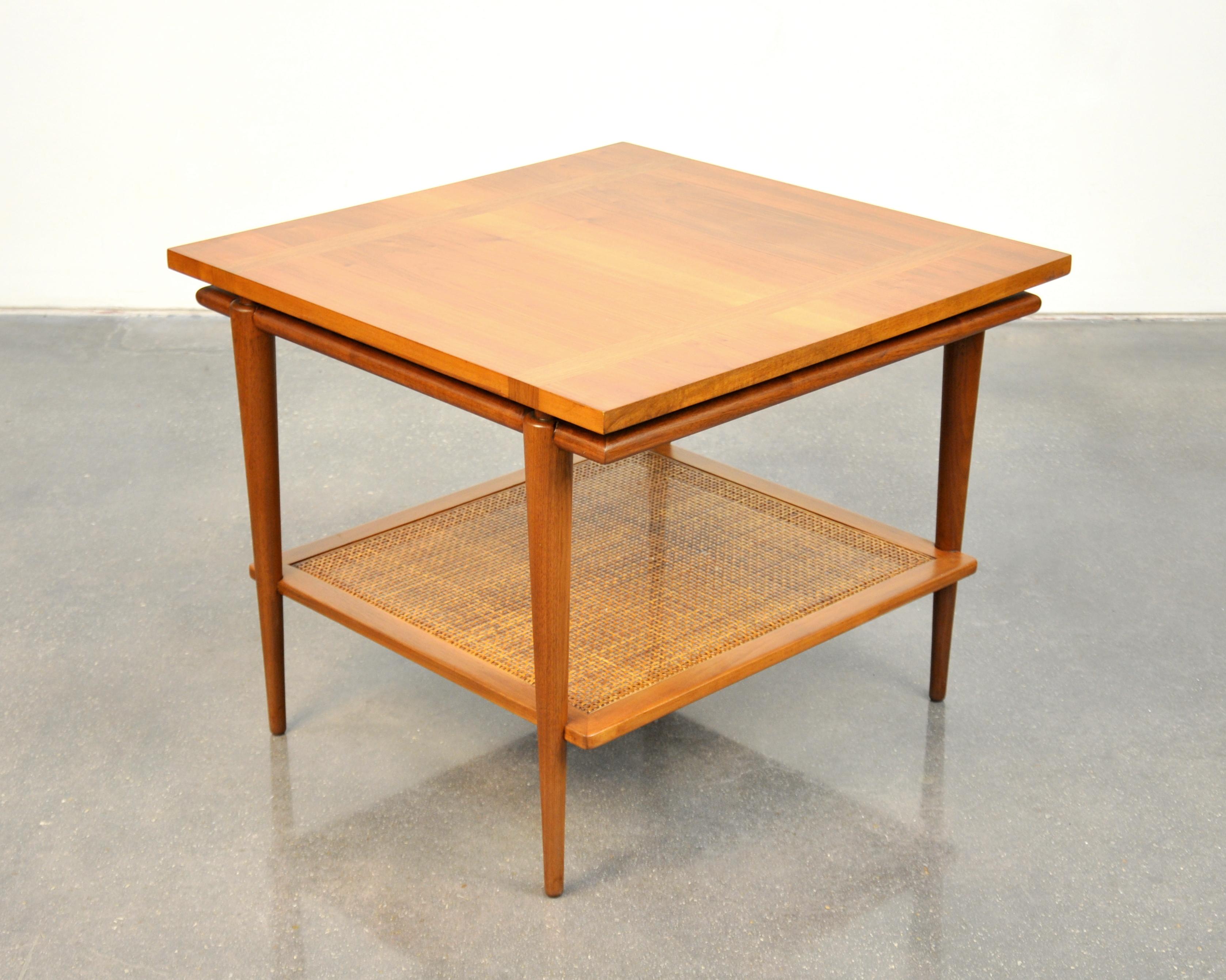 Widdicomb Walnut, White Marble and Cane Coffee and Side Tables 8