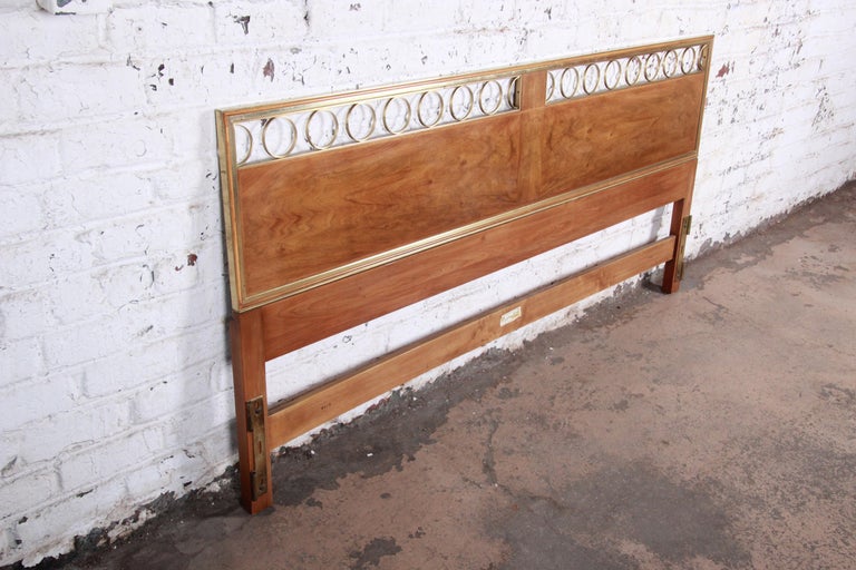 John Midcentury Hollywood Regency Burl and Brass King Size