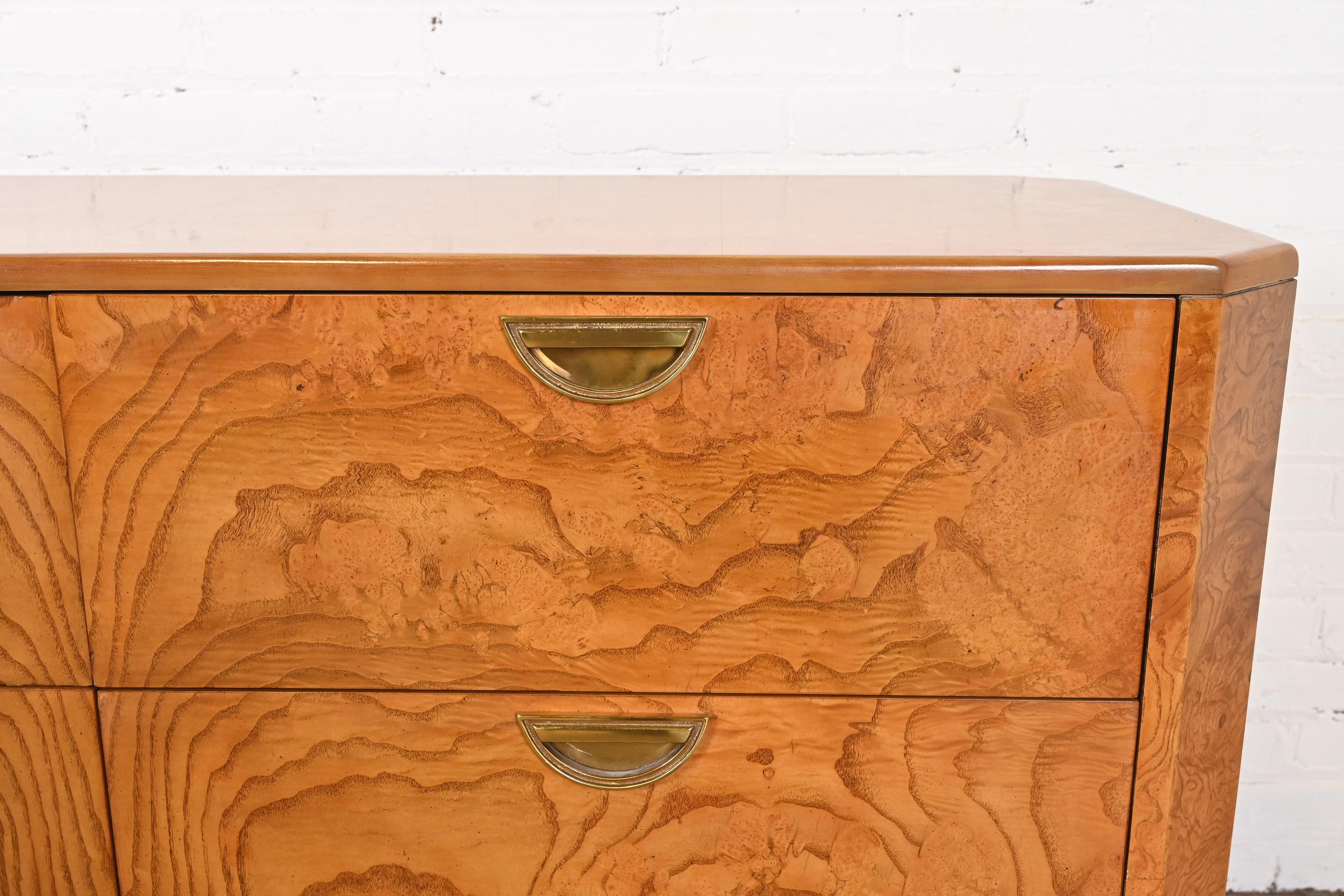 John Widdicomb Mid-Century Hollywood Regency Burl Wood Dresser or Credenza 5