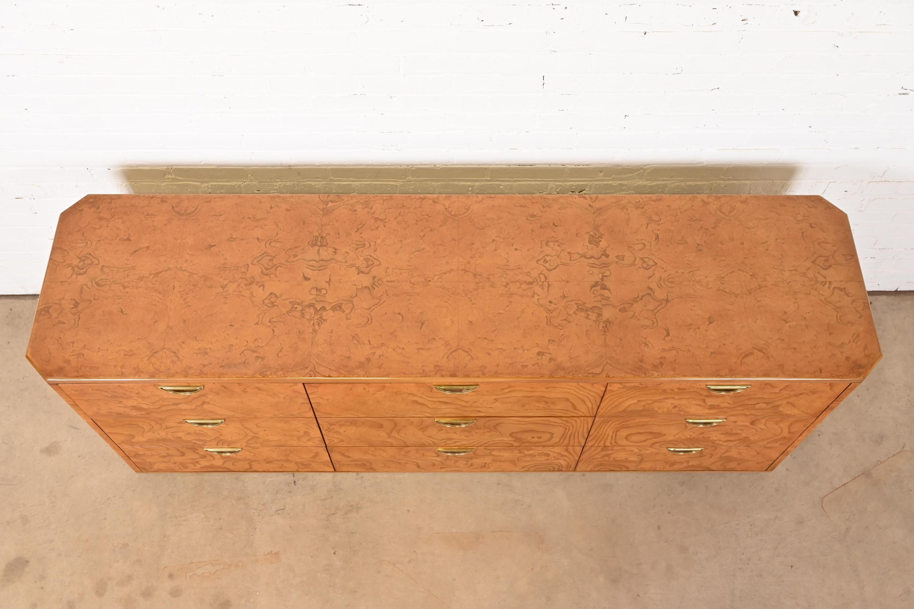 John Widdicomb Mid-Century Hollywood Regency Burl Wood Dresser or Credenza 6