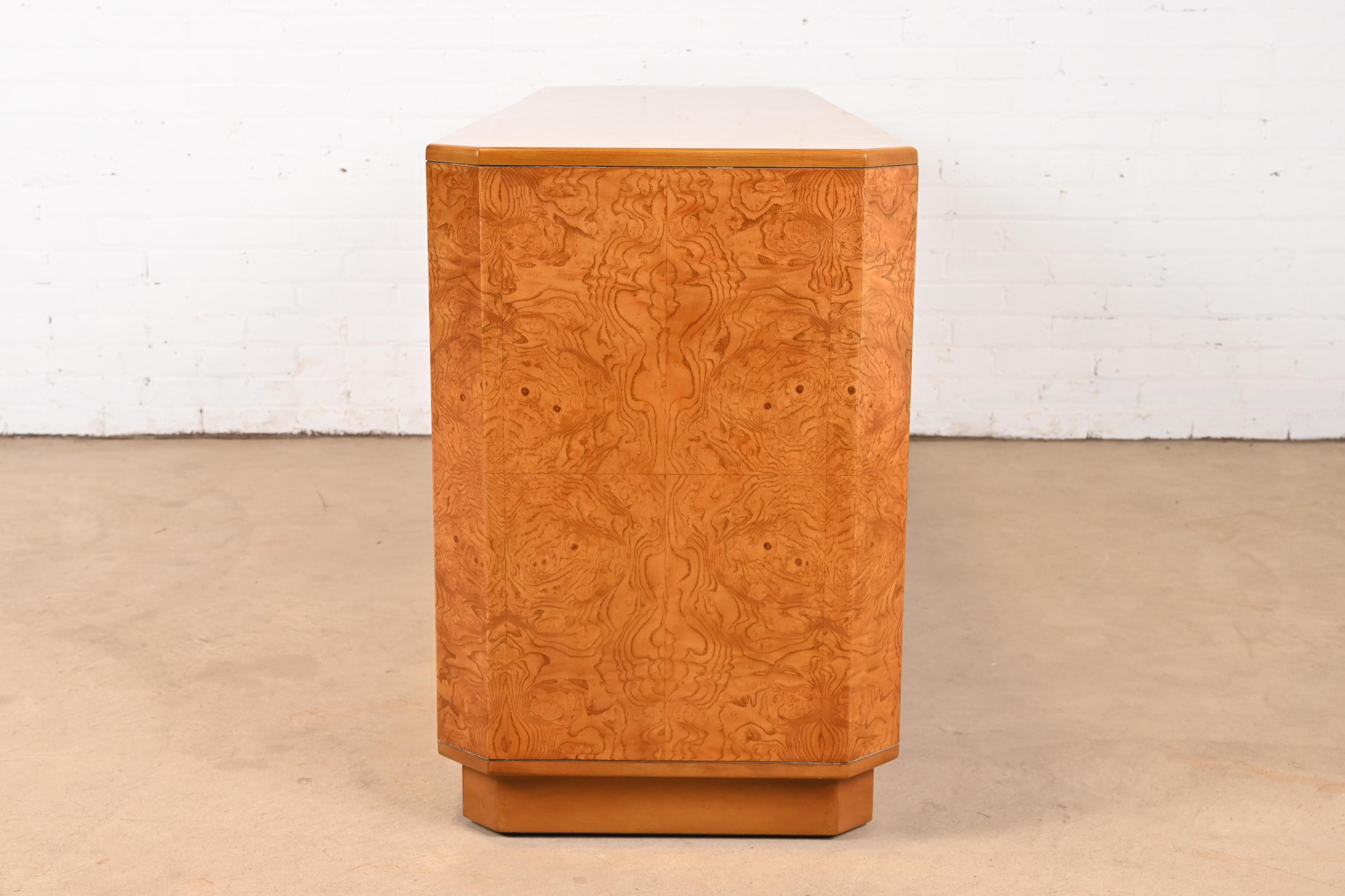 John Widdicomb Mid-Century Hollywood Regency Burl Wood Dresser or Credenza 7