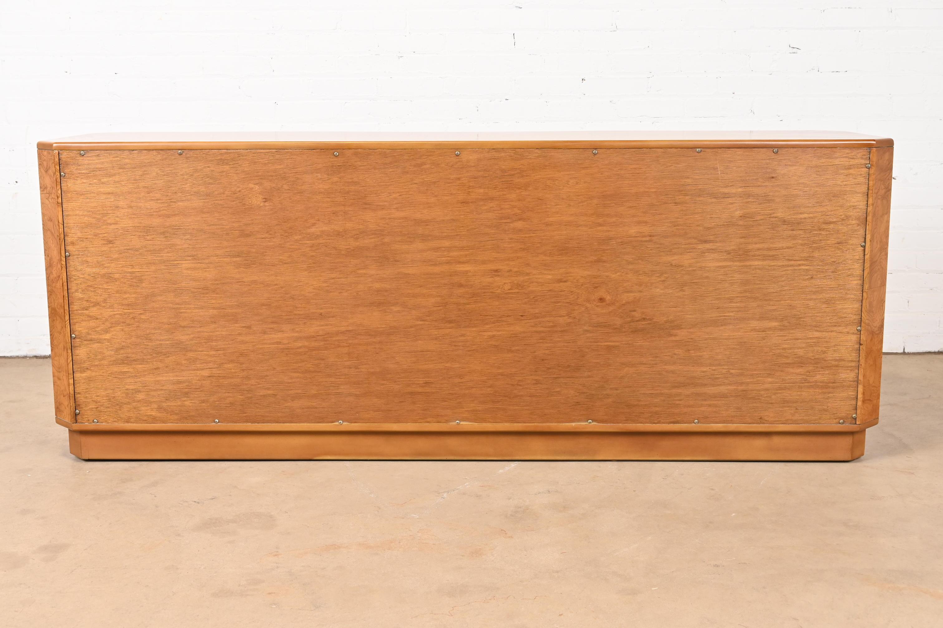 John Widdicomb Mid-Century Hollywood Regency Burl Wood Dresser or Credenza 8