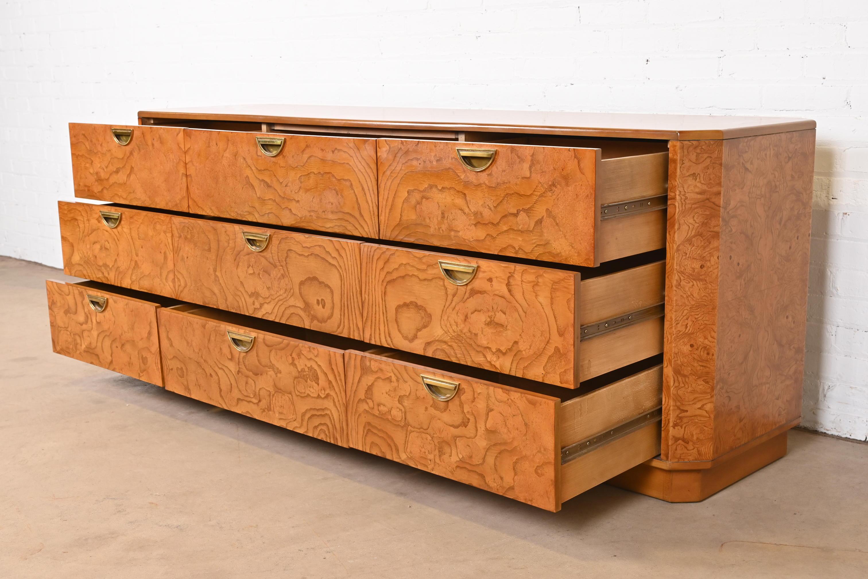 John Widdicomb Mid-Century Hollywood Regency Burl Wood Dresser or Credenza 2