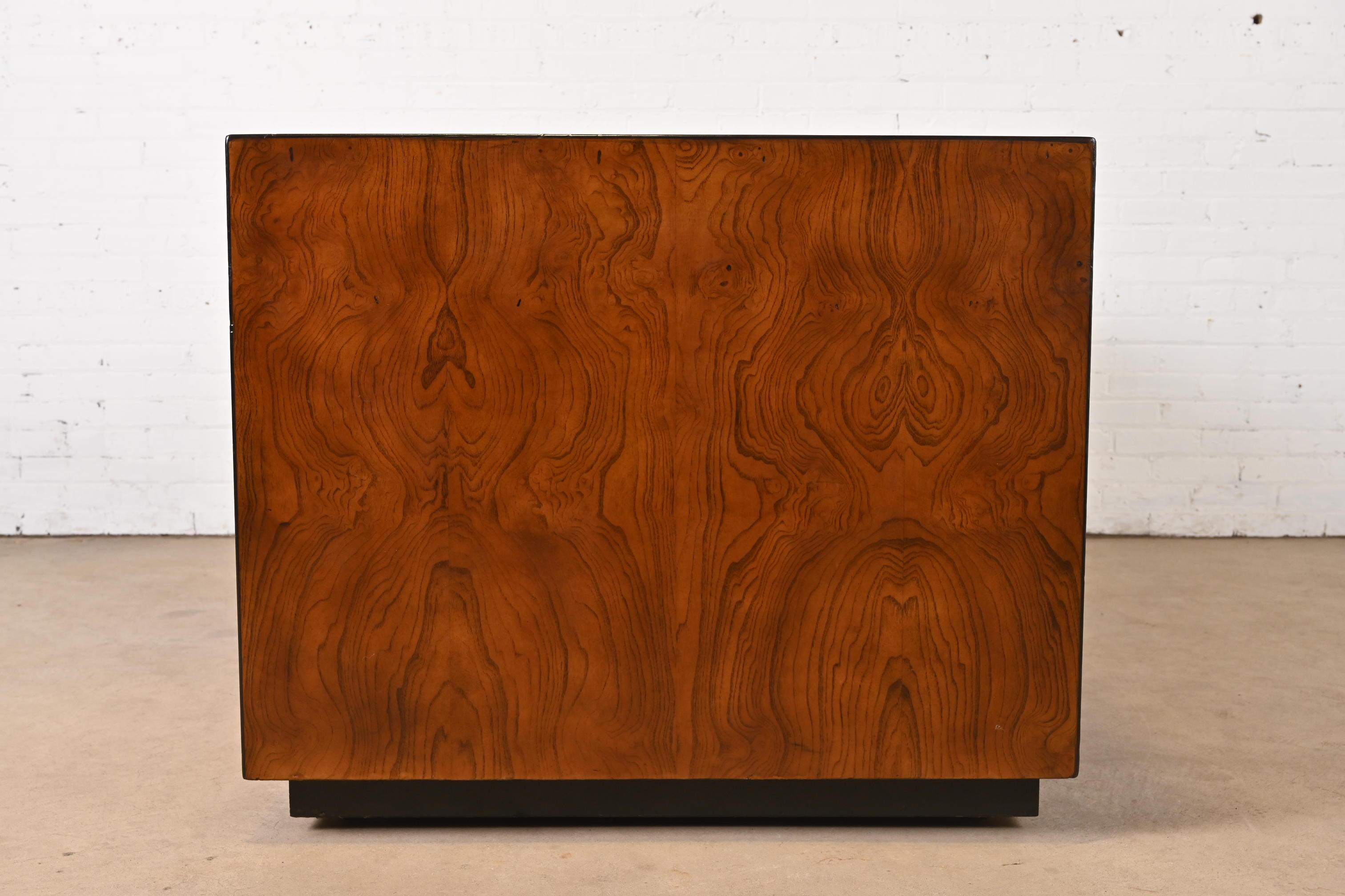 John Widdicomb Mid-Century Hollywood Regency Campaign Burl Wood Executive Desk 5