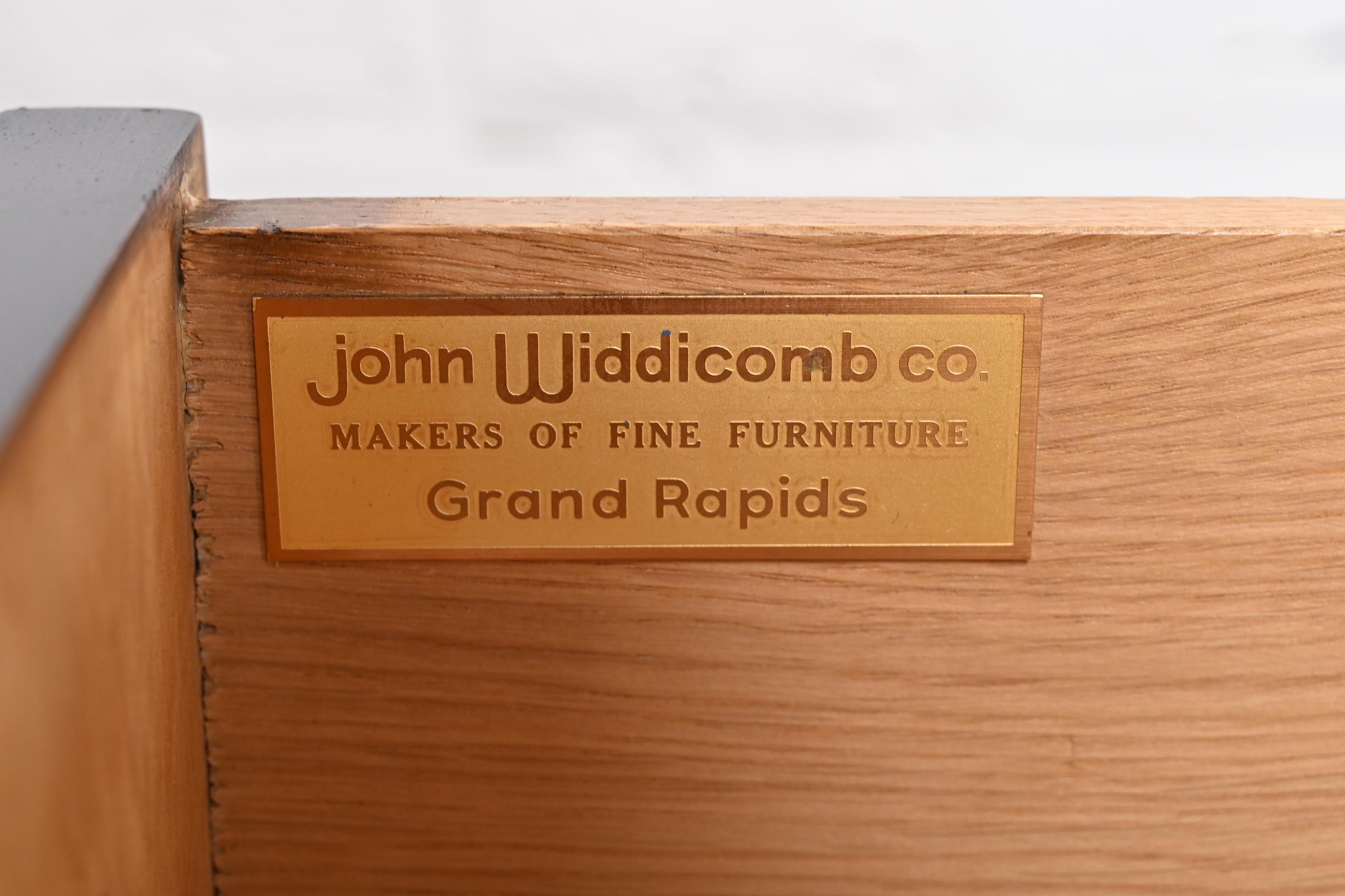 John Widdicomb Mid-Century Hollywood Regency Campaign Burl Wood Executive Desk For Sale 7