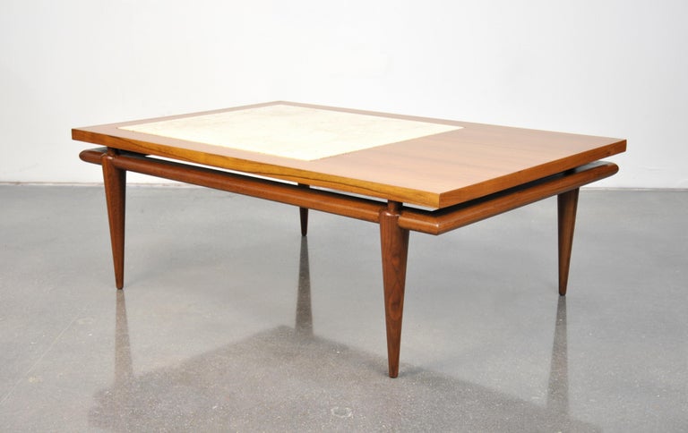 Widdicomb Walnut and Marble Coffee Table with Floating Top ...
