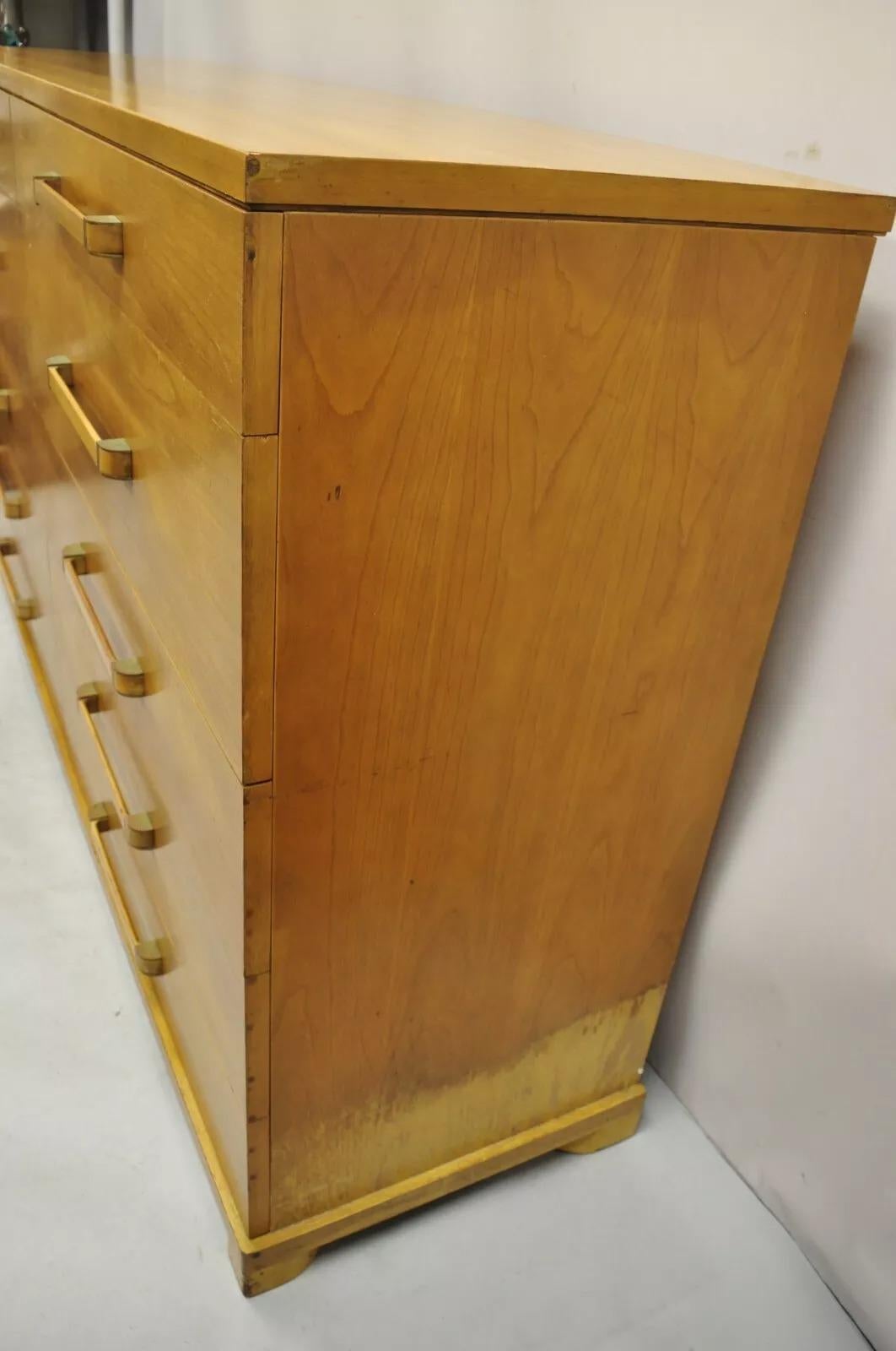 John Widdicomb Mid Century Modern 10 Drawer Blonde Mahogany Large Dresser Chest For Sale 4